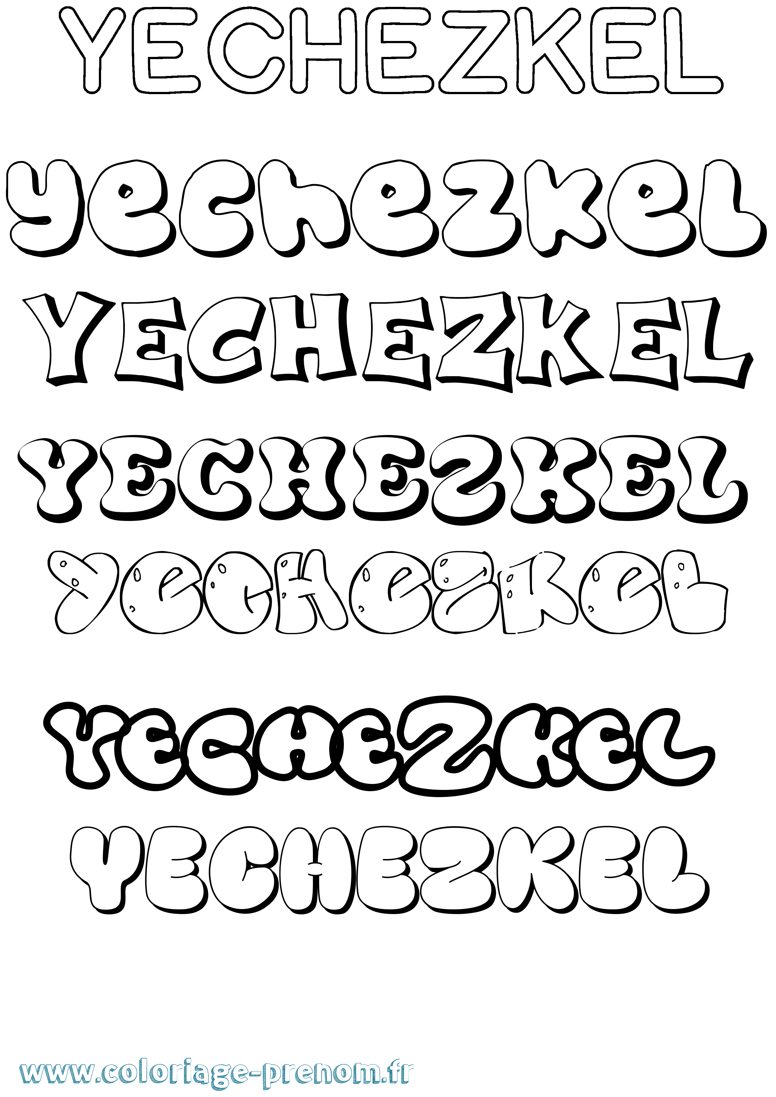 Coloriage Yechezkel Bubble Coloriage prénom Yechezkel Bubble