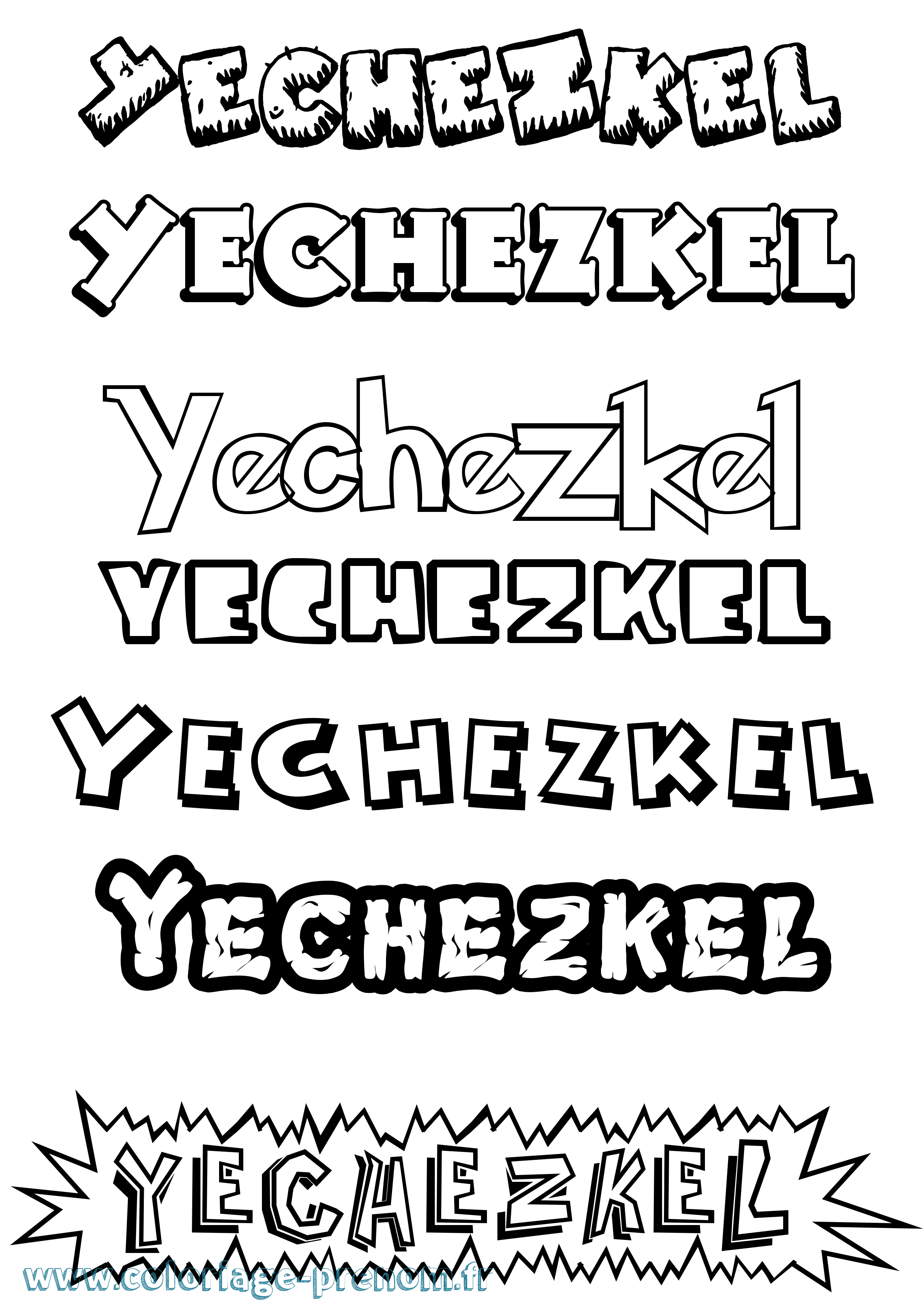Coloriage Yechezkel Dessin Animé Coloriage prénom Yechezkel Dessin Animé
