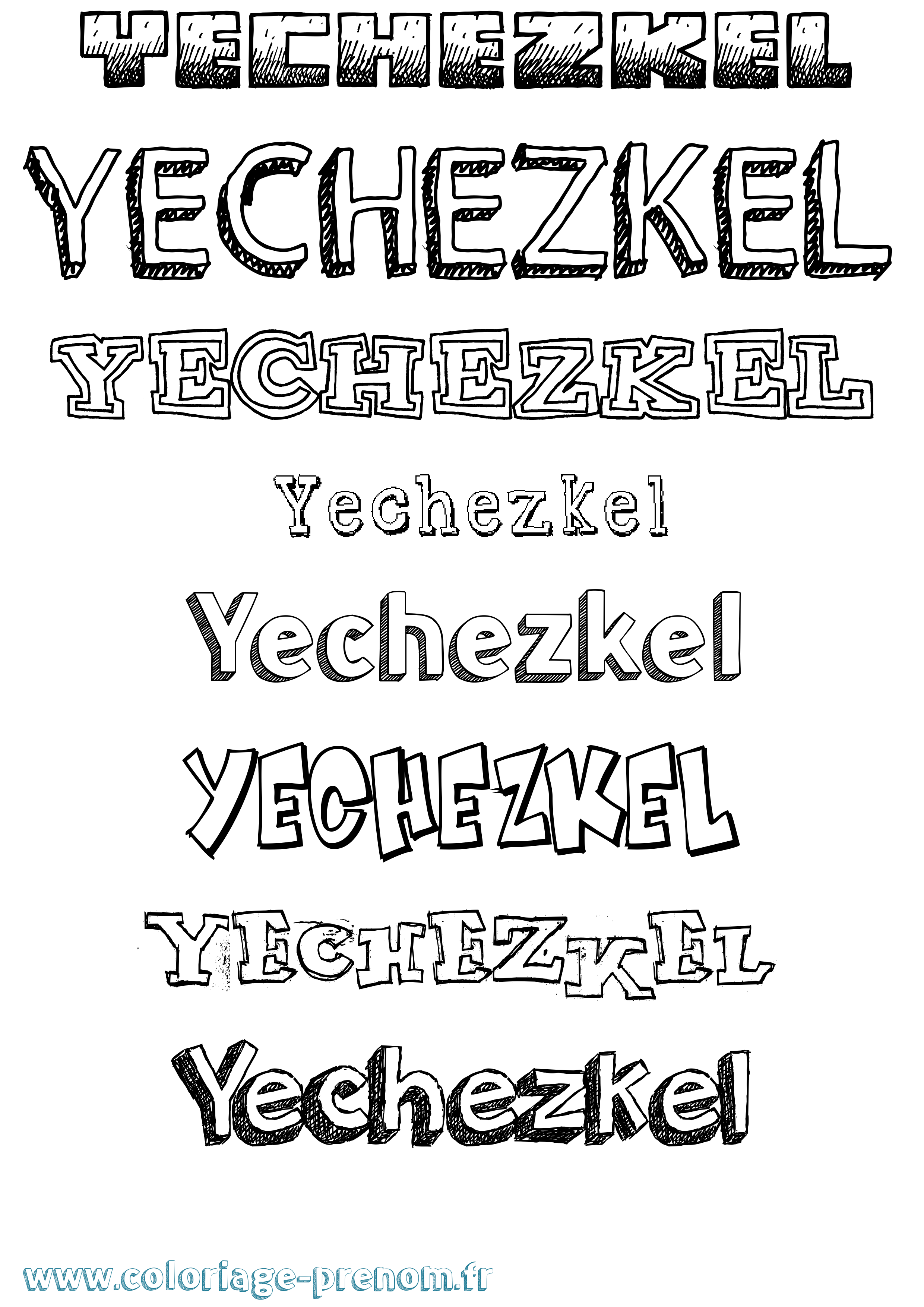 Coloriage Yechezkel Dessiné Coloriage prénom Yechezkel Dessiné