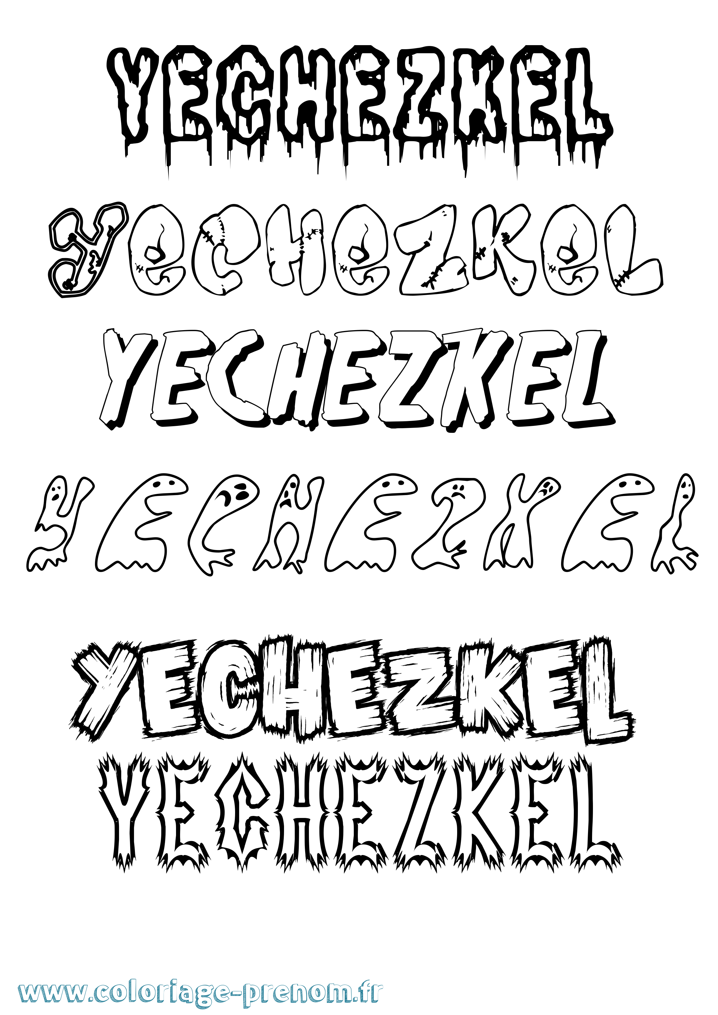 Coloriage Yechezkel Frisson Coloriage prénom Yechezkel Frisson