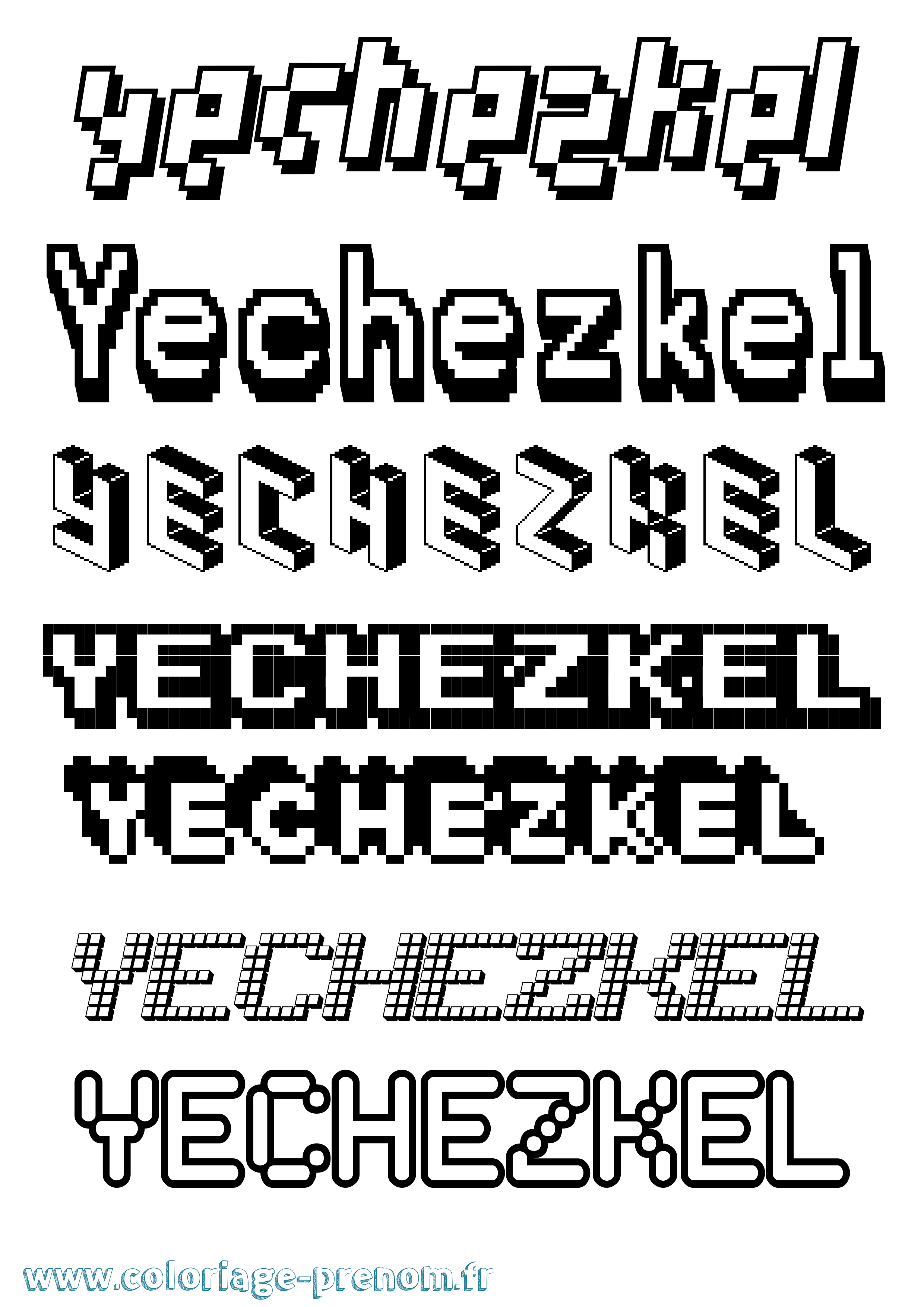 Coloriage Yechezkel Pixel Coloriage prénom Yechezkel Pixel