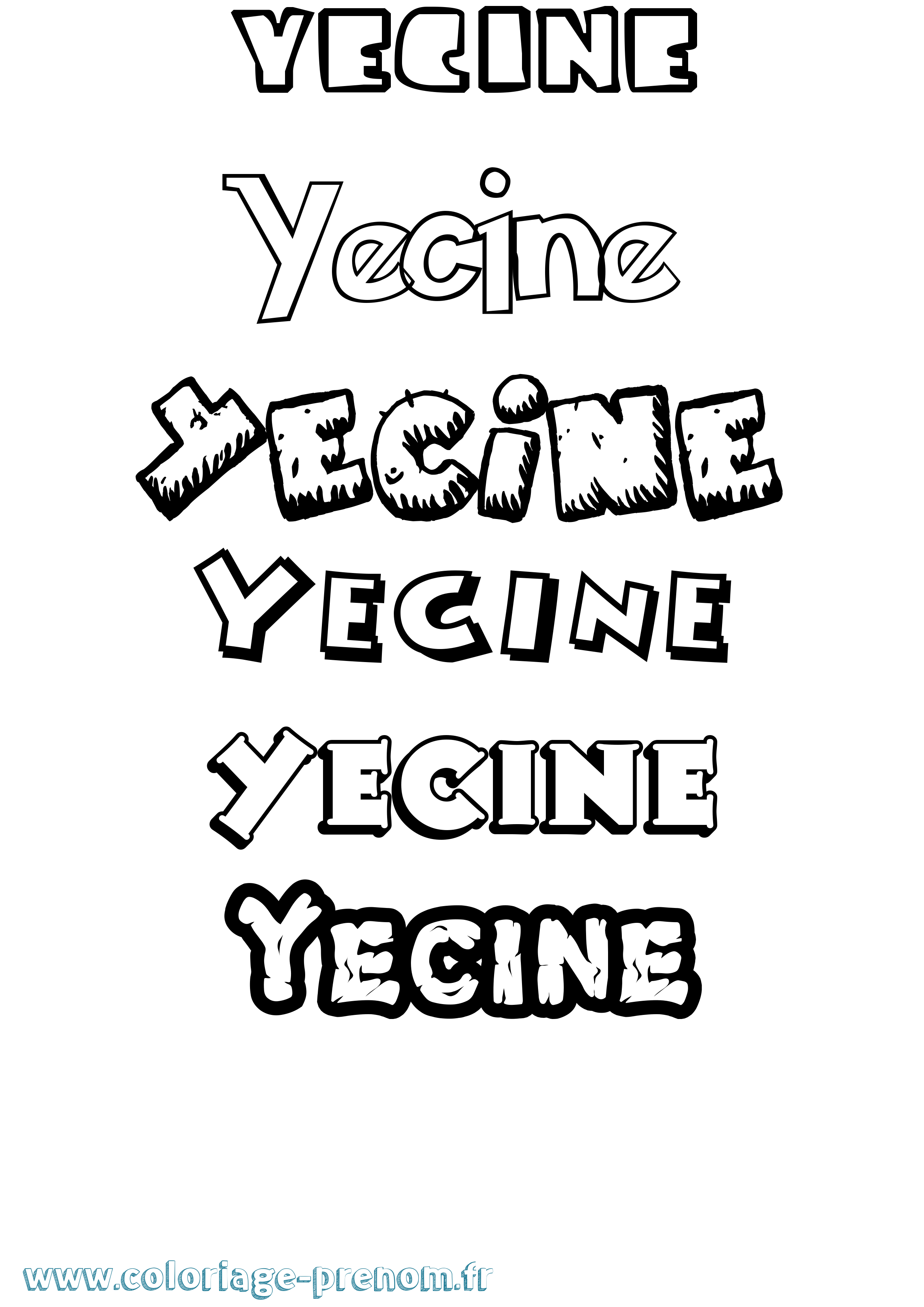 Coloriage Yecine Dessin Animé Coloriage prénom Yecine Dessin Animé