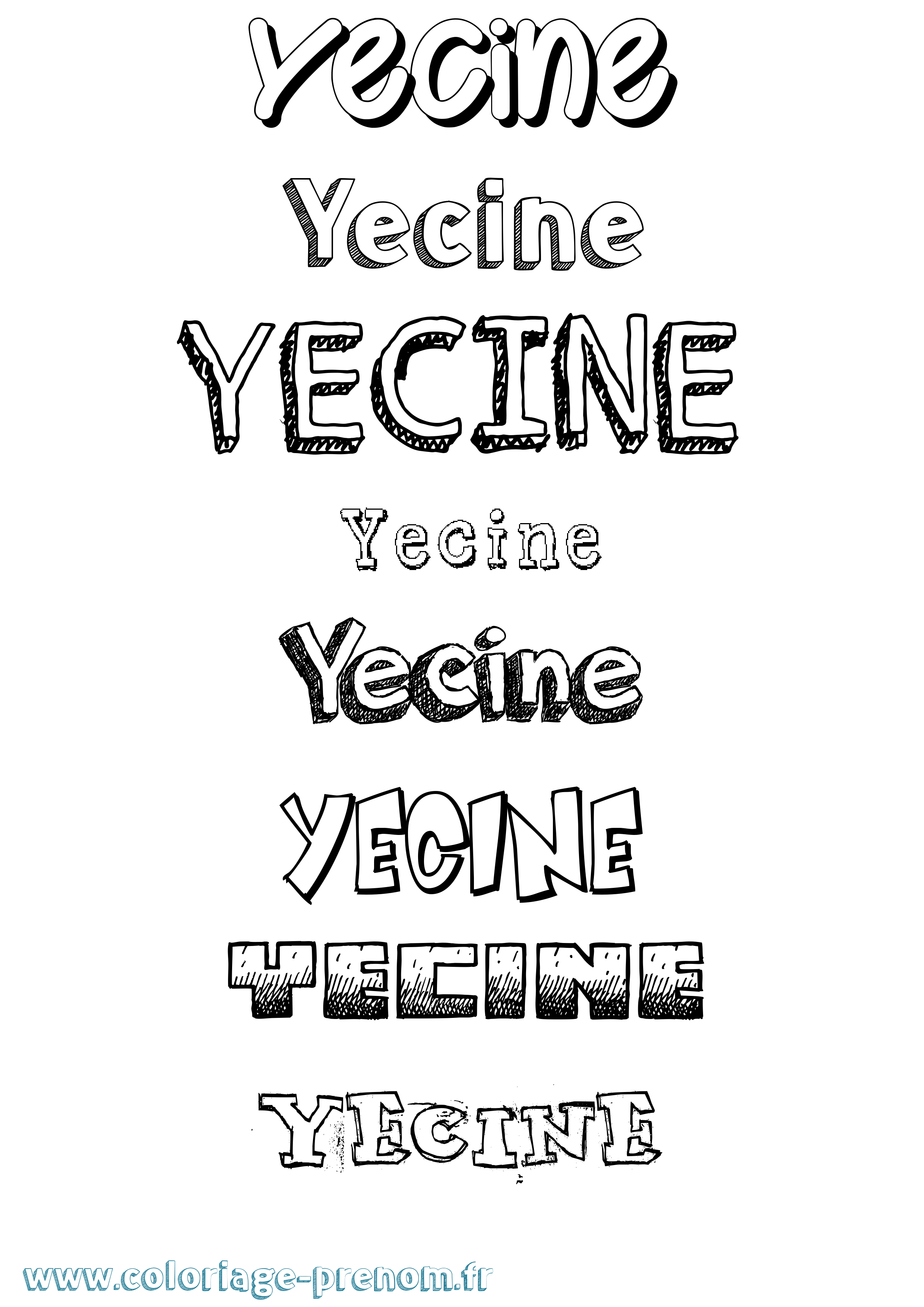 Coloriage Yecine Dessiné Coloriage prénom Yecine Dessiné