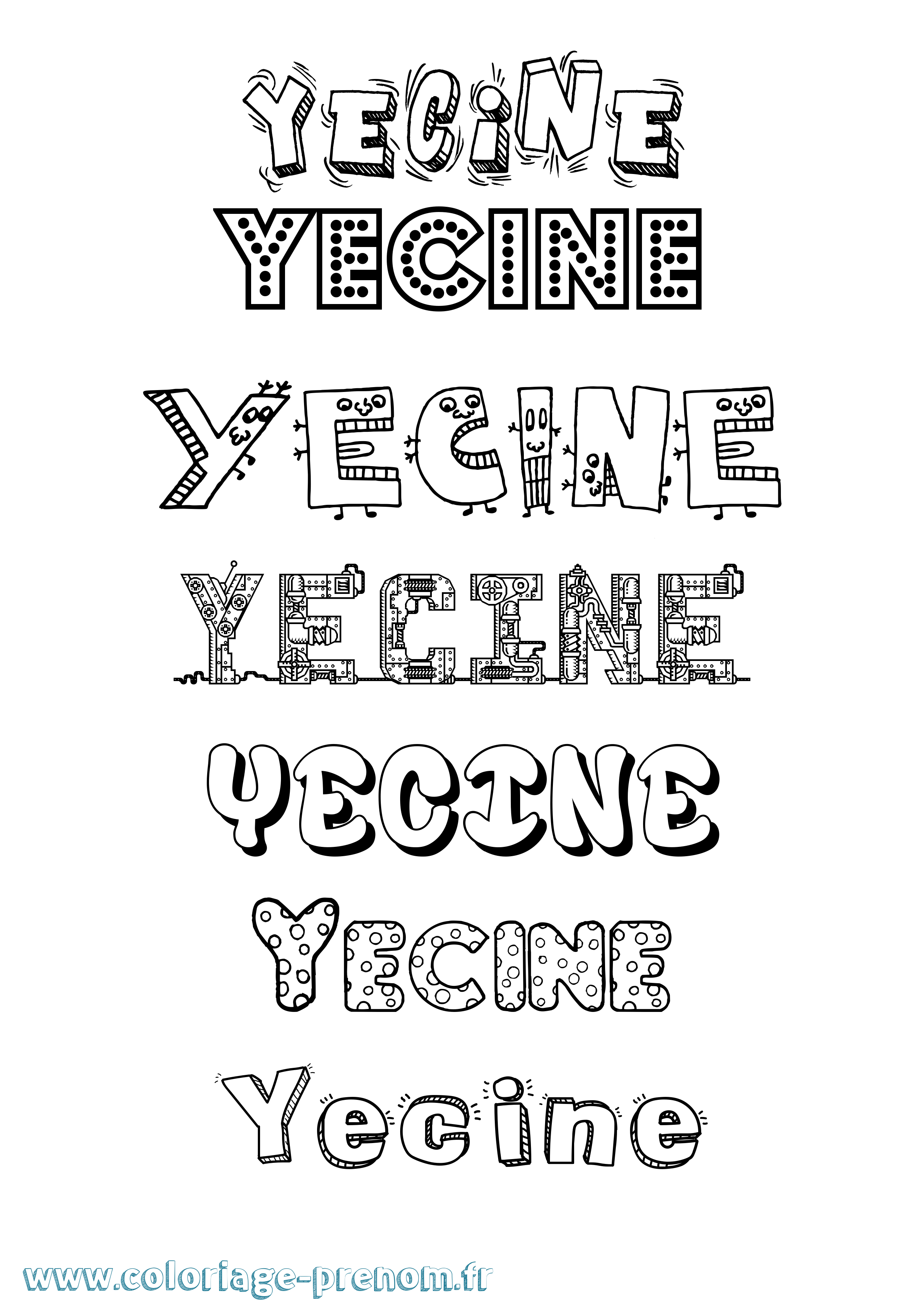 Coloriage Yecine Fun Coloriage prénom Yecine Fun