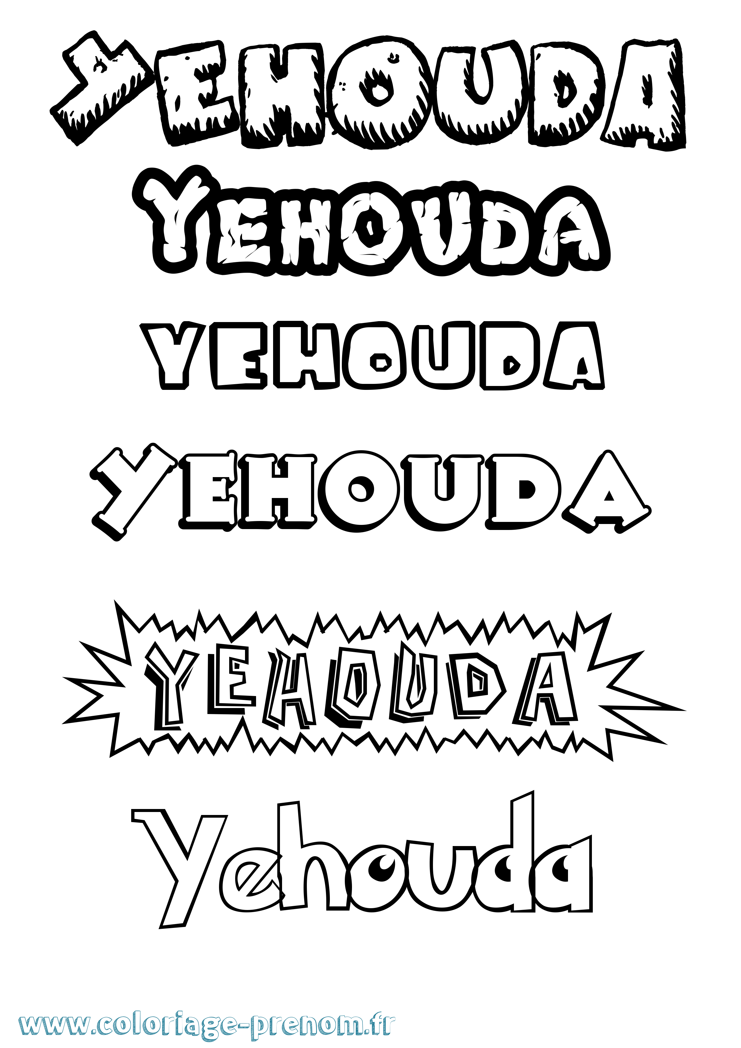 Coloriage Yehouda Dessin Animé Coloriage prénom Yehouda Dessin Animé