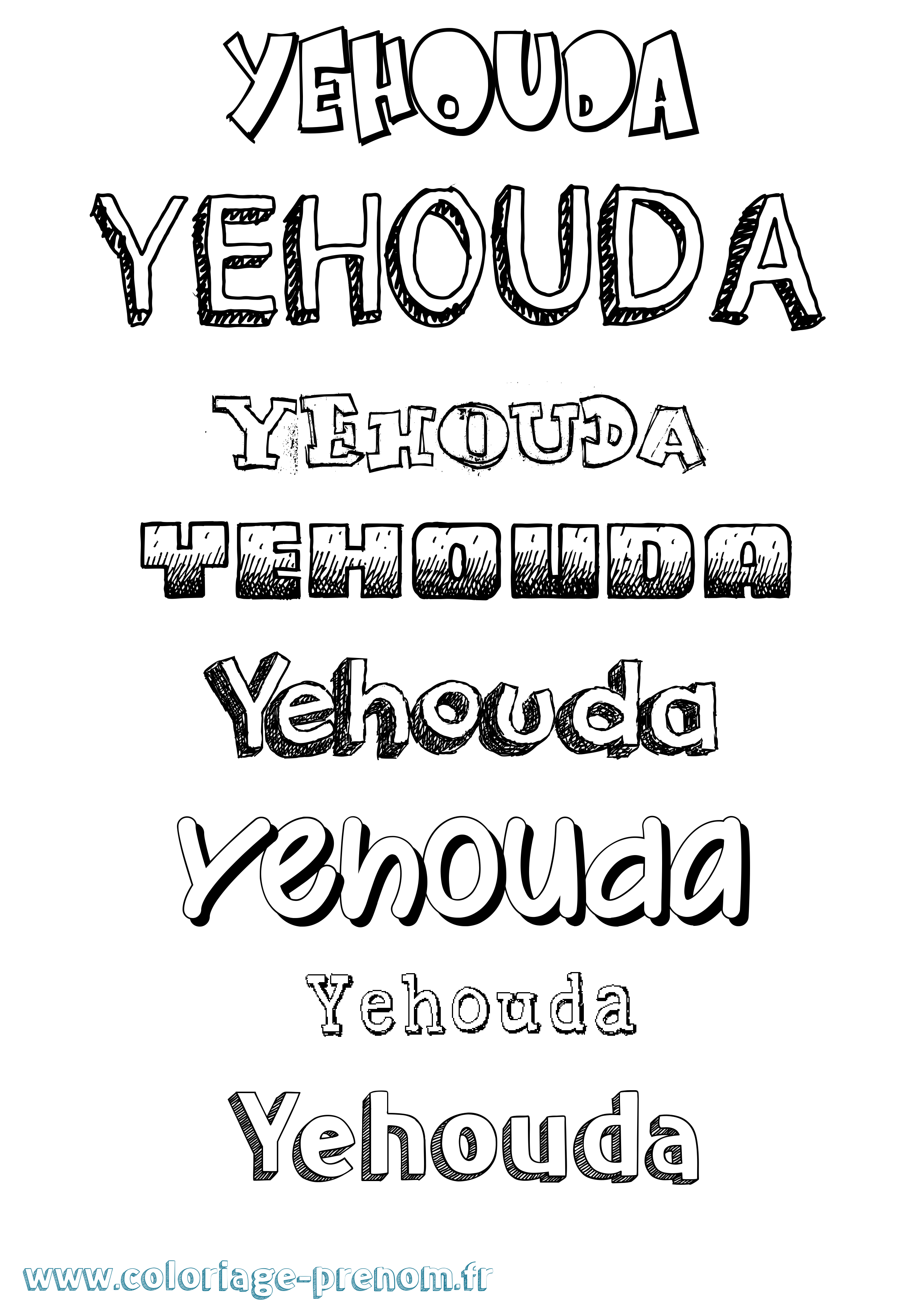 Coloriage Yehouda Dessiné Coloriage prénom Yehouda Dessiné