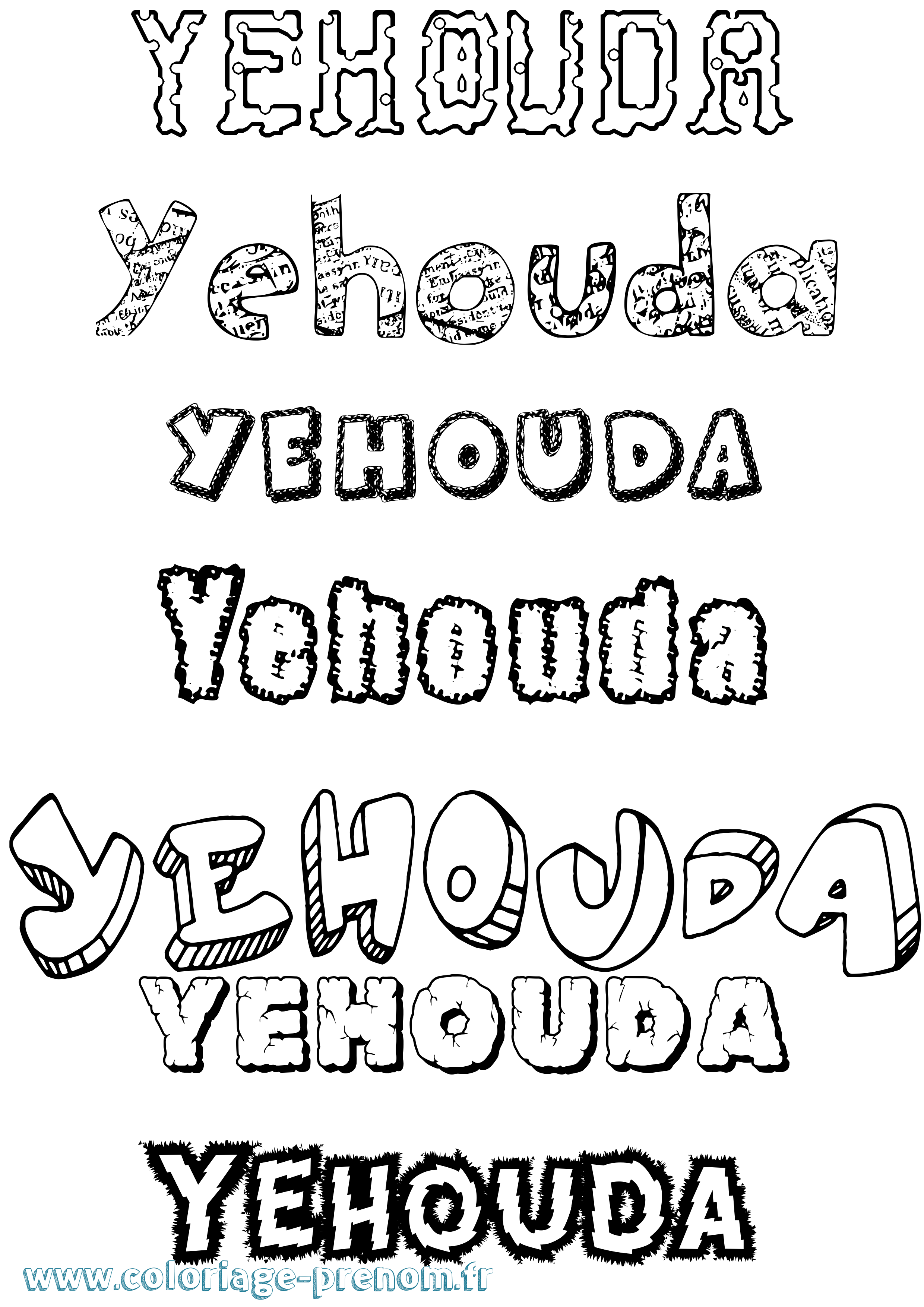 Coloriage Yehouda Destructuré Coloriage prénom Yehouda Destructuré
