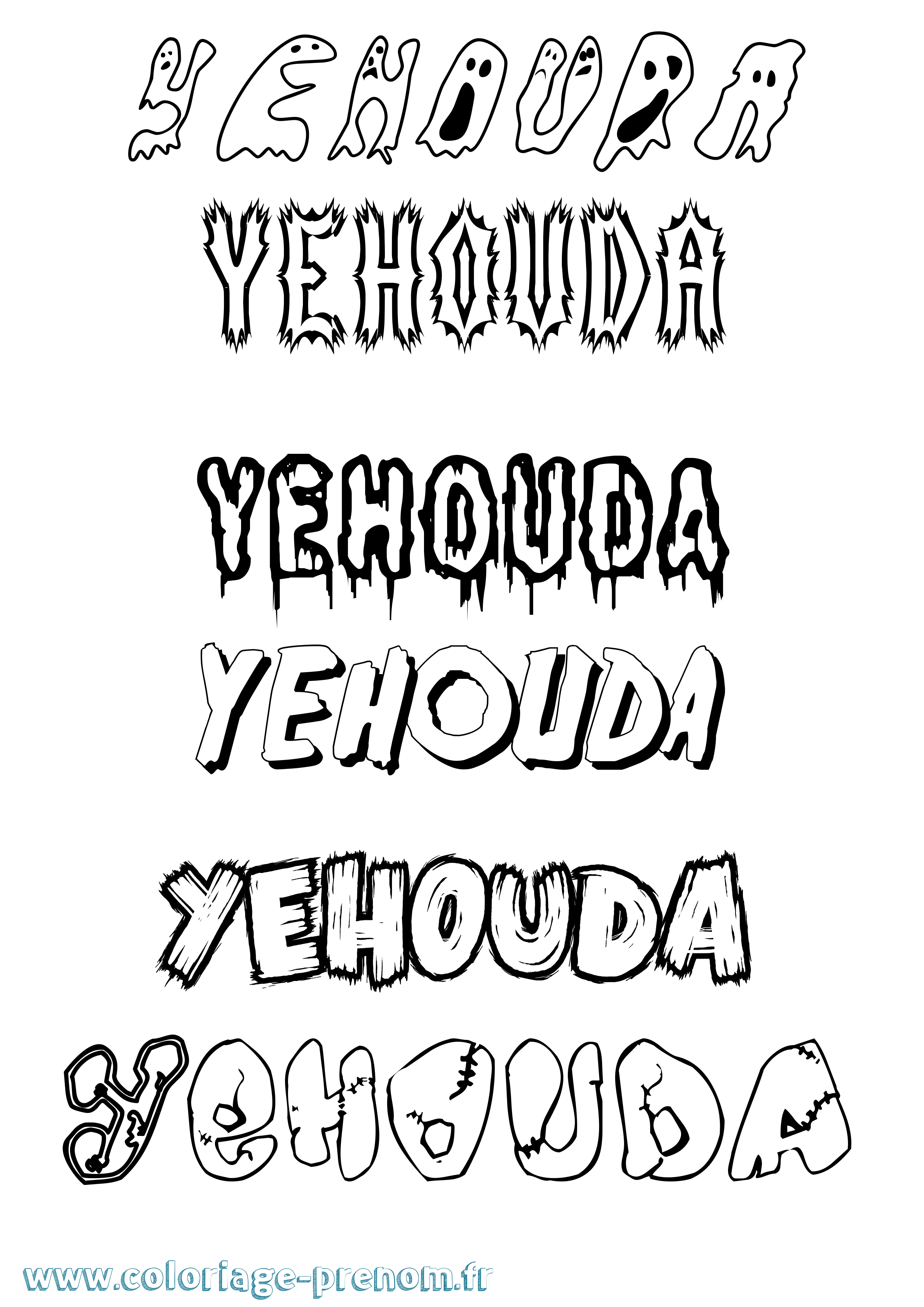 Coloriage Yehouda Frisson Coloriage prénom Yehouda Frisson