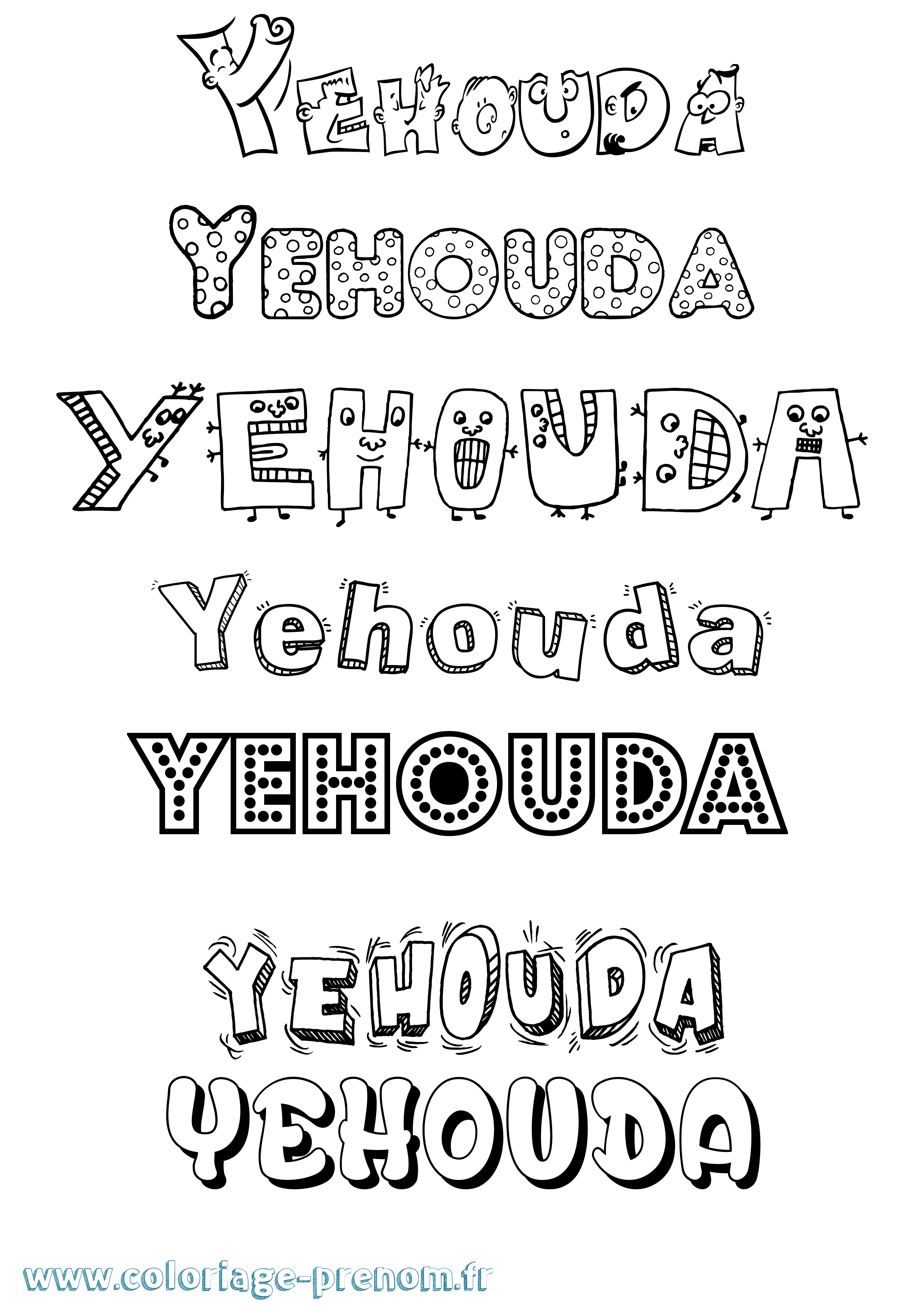 Coloriage Yehouda Fun Coloriage prénom Yehouda Fun