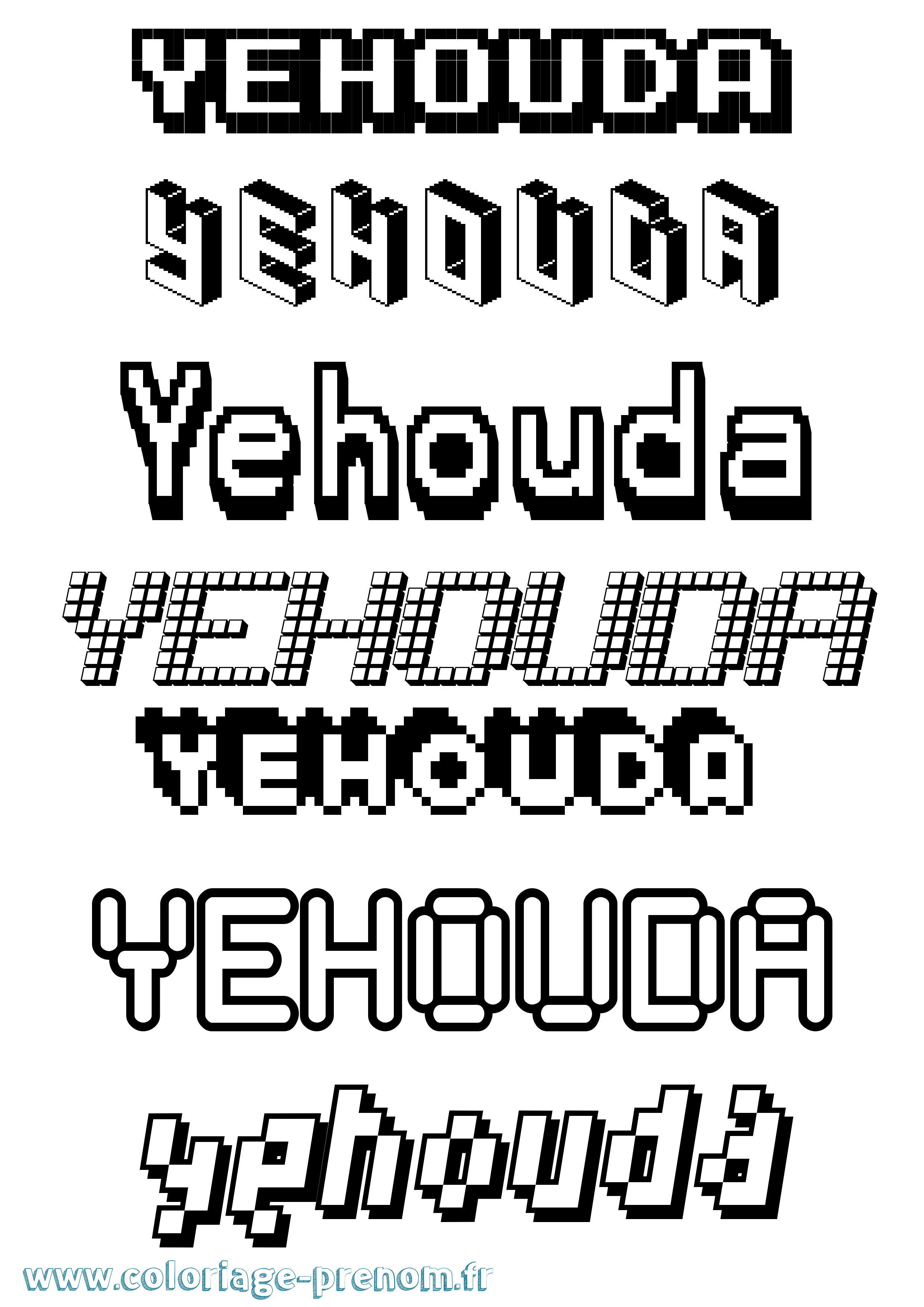 Coloriage Yehouda Pixel Coloriage prénom Yehouda Pixel