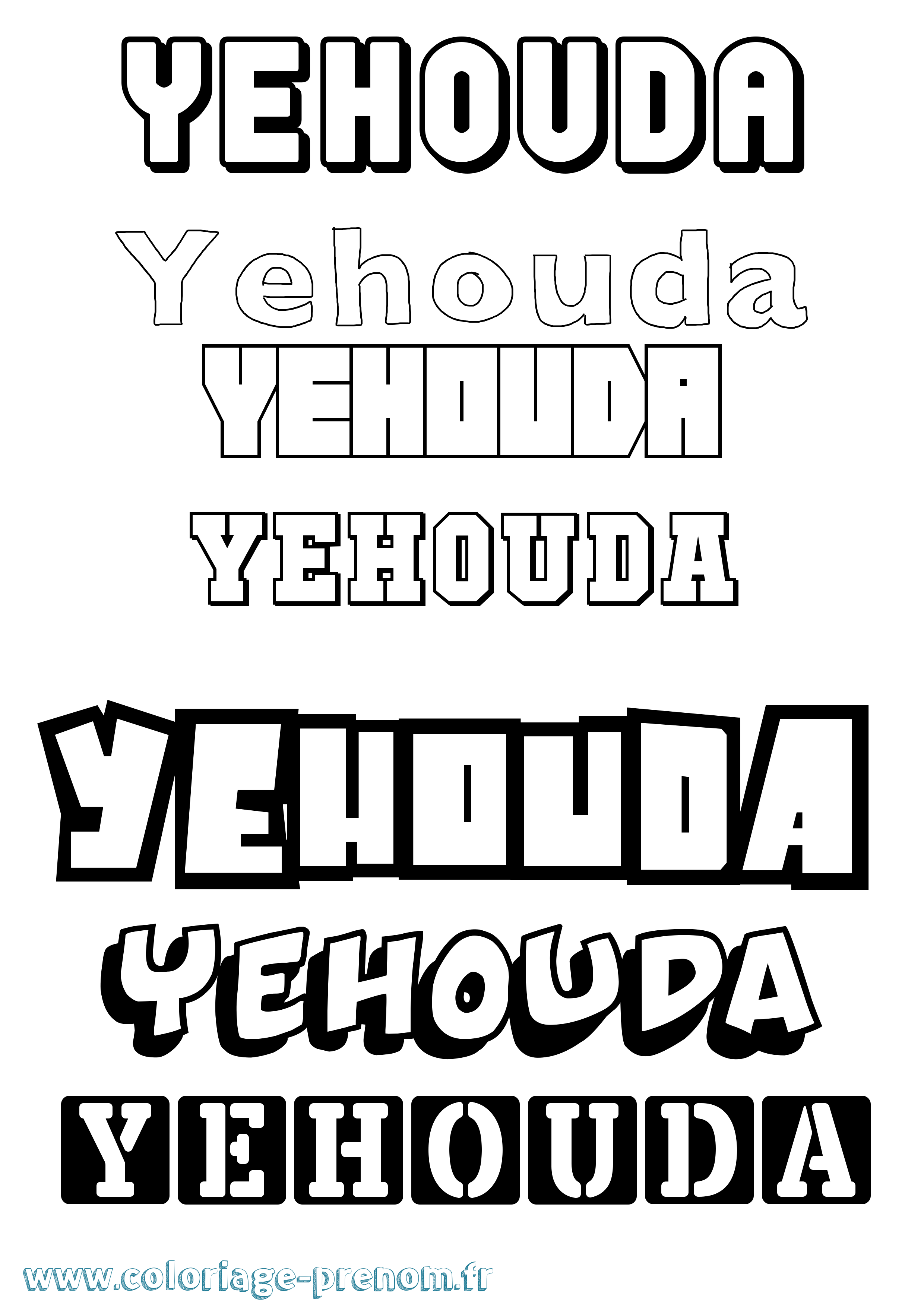 Coloriage Yehouda Simple Coloriage prénom Yehouda Simple