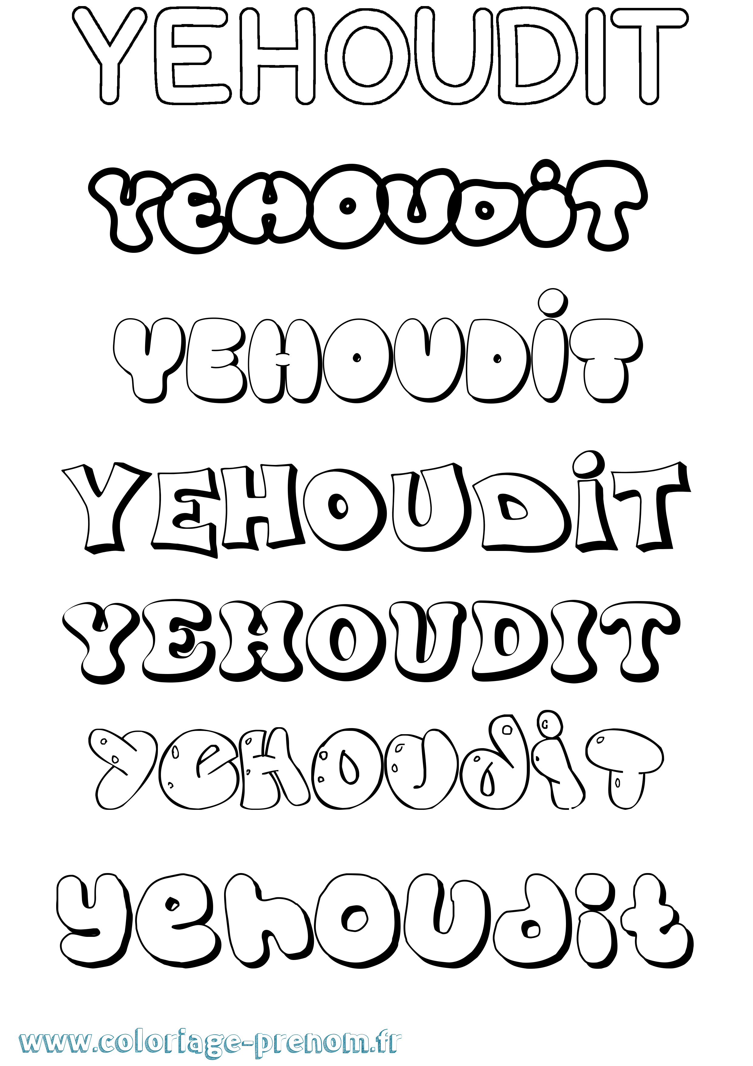 Coloriage Yehoudit Bubble Coloriage prénom Yehoudit Bubble