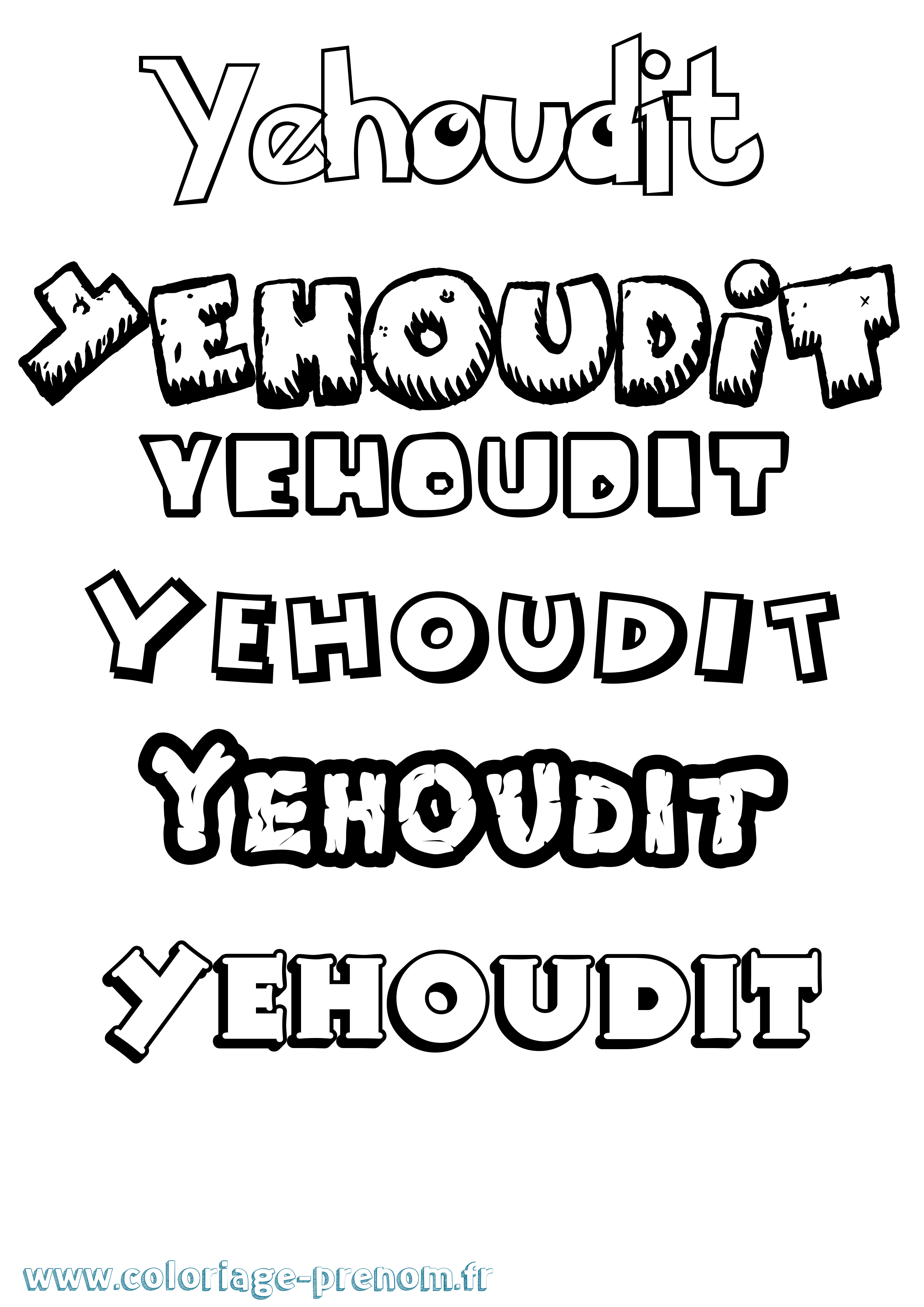 Coloriage Yehoudit Dessin Animé Coloriage prénom Yehoudit Dessin Animé