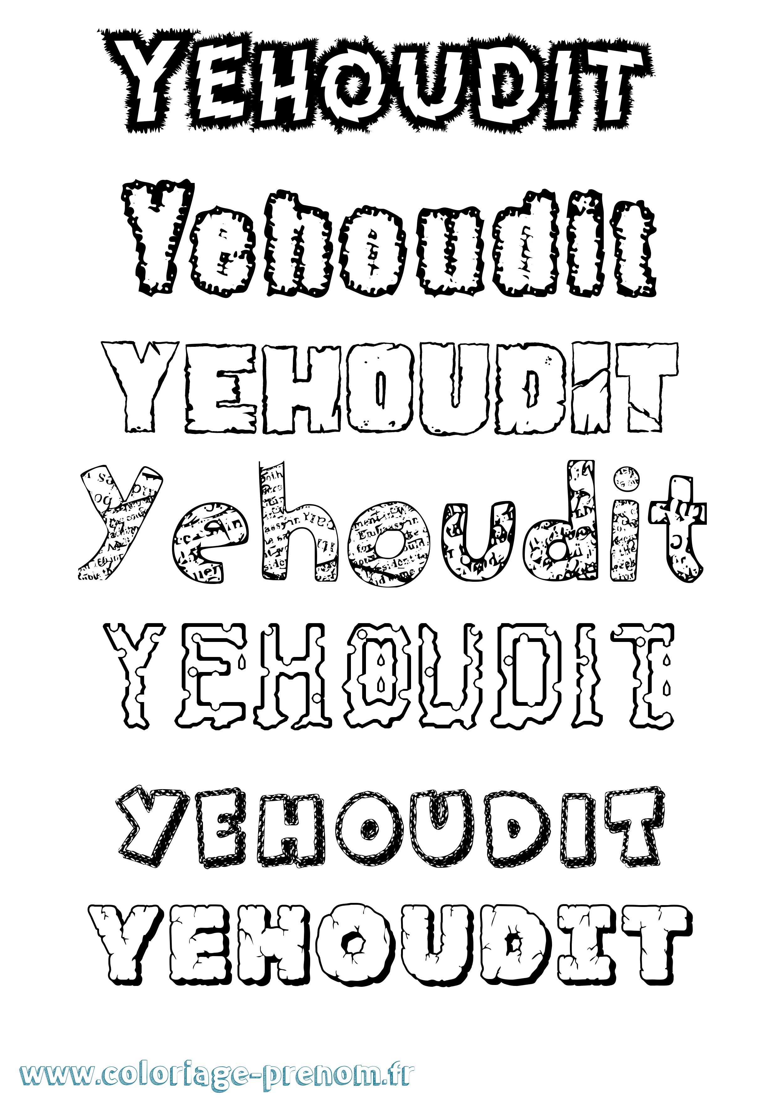 Coloriage Yehoudit Destructuré Coloriage prénom Yehoudit Destructuré