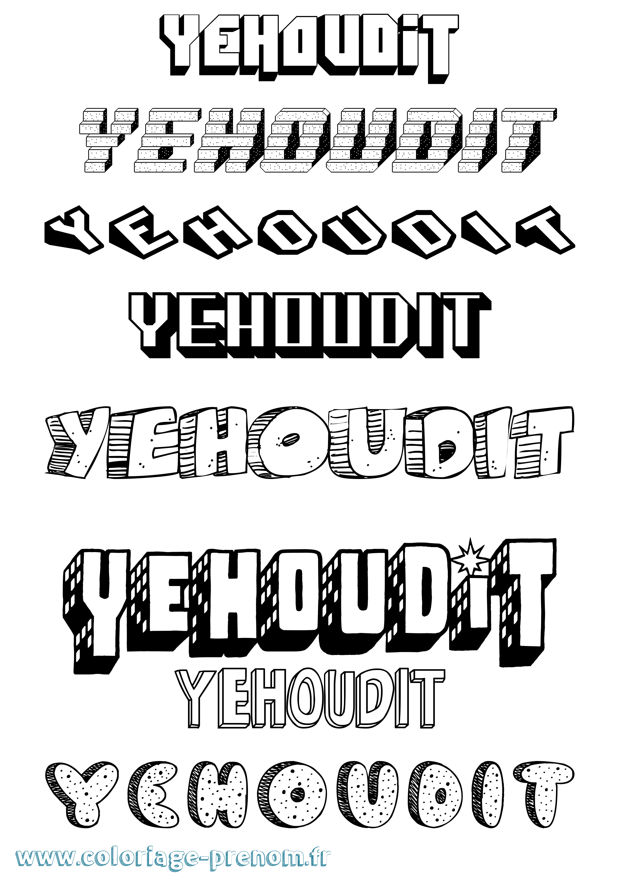 Coloriage Yehoudit Effet 3D Coloriage prénom Yehoudit Effet 3D