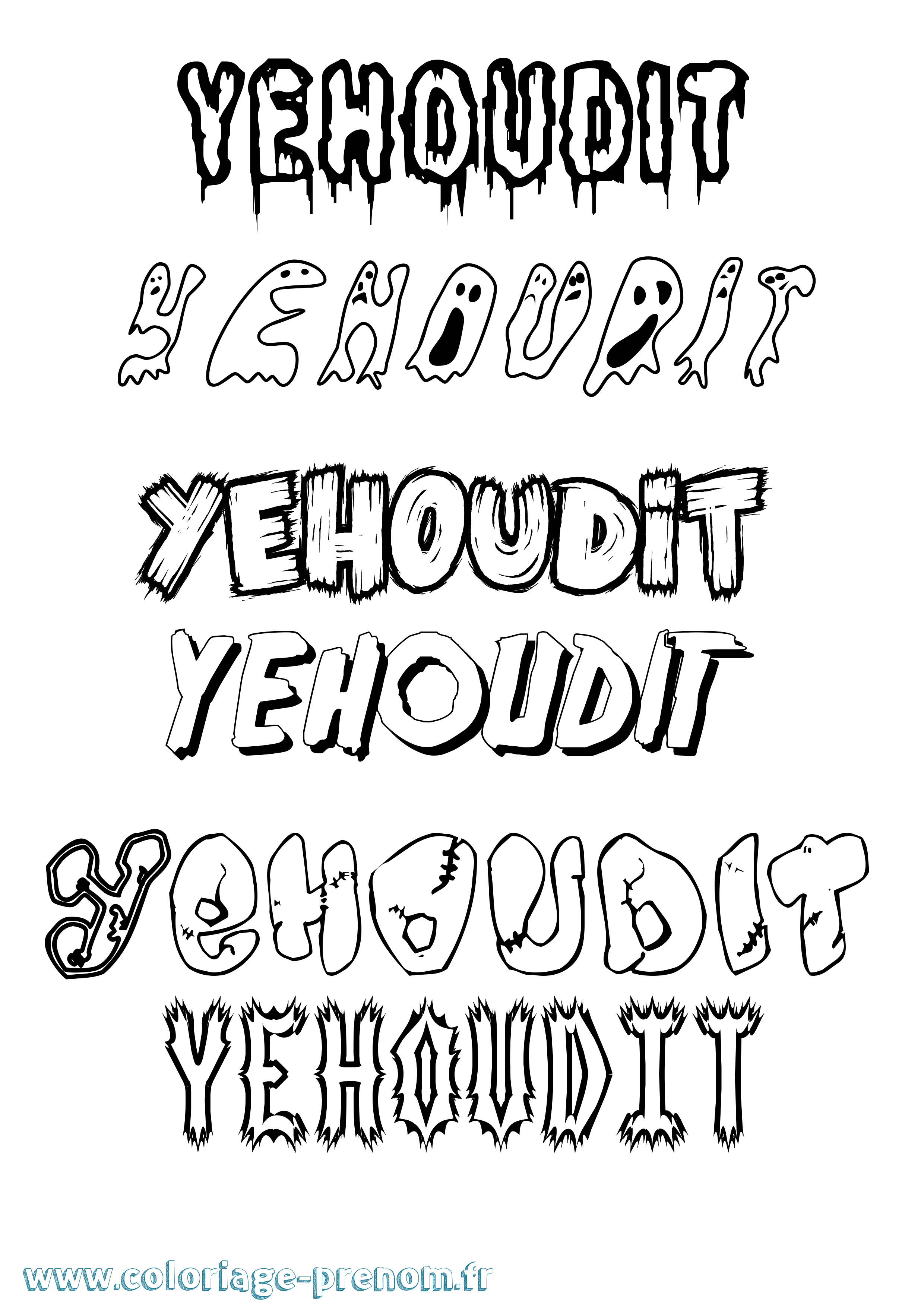Coloriage Yehoudit Frisson Coloriage prénom Yehoudit Frisson