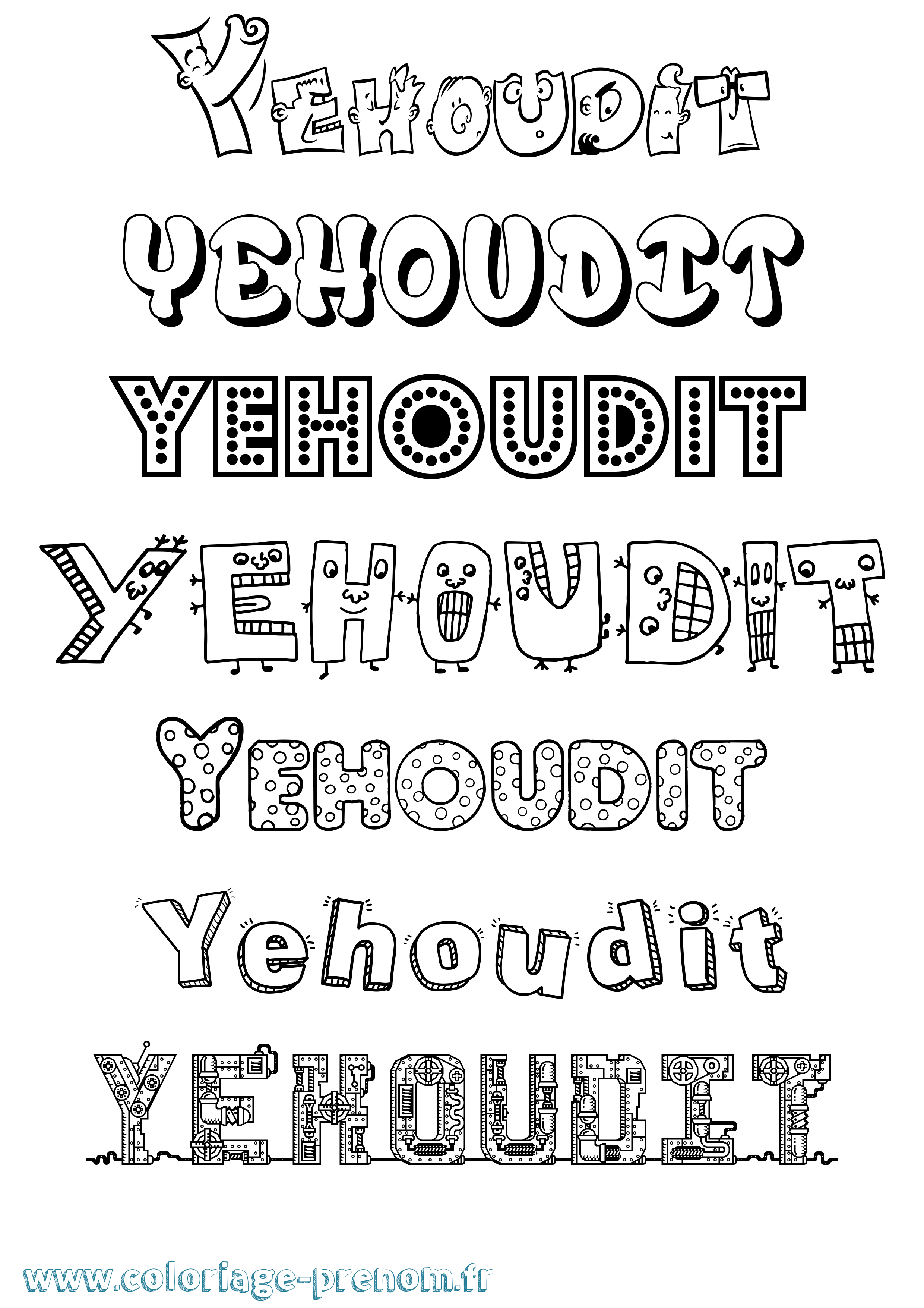 Coloriage Yehoudit Fun Coloriage prénom Yehoudit Fun