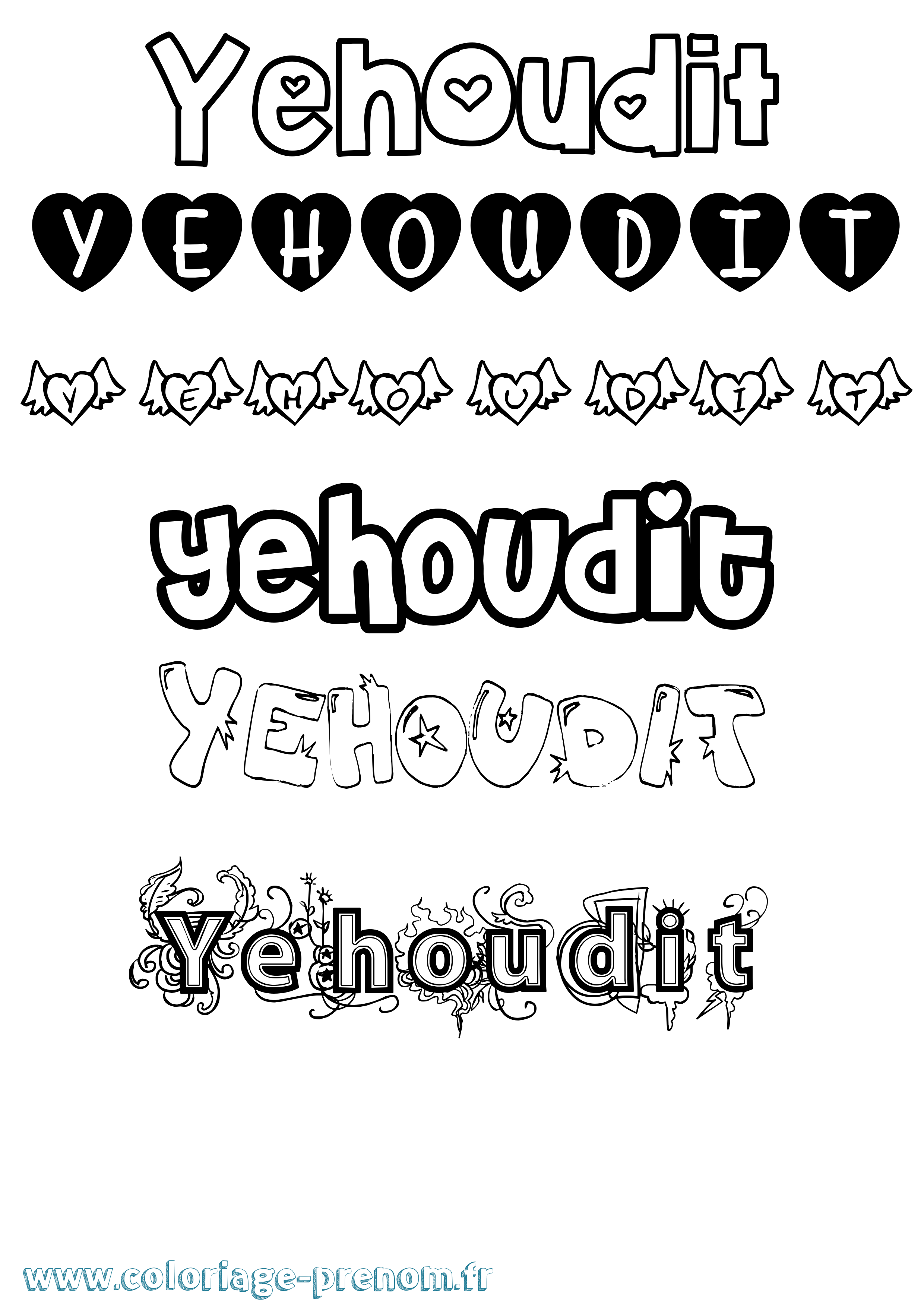 Coloriage Yehoudit Girly Coloriage prénom Yehoudit Girly