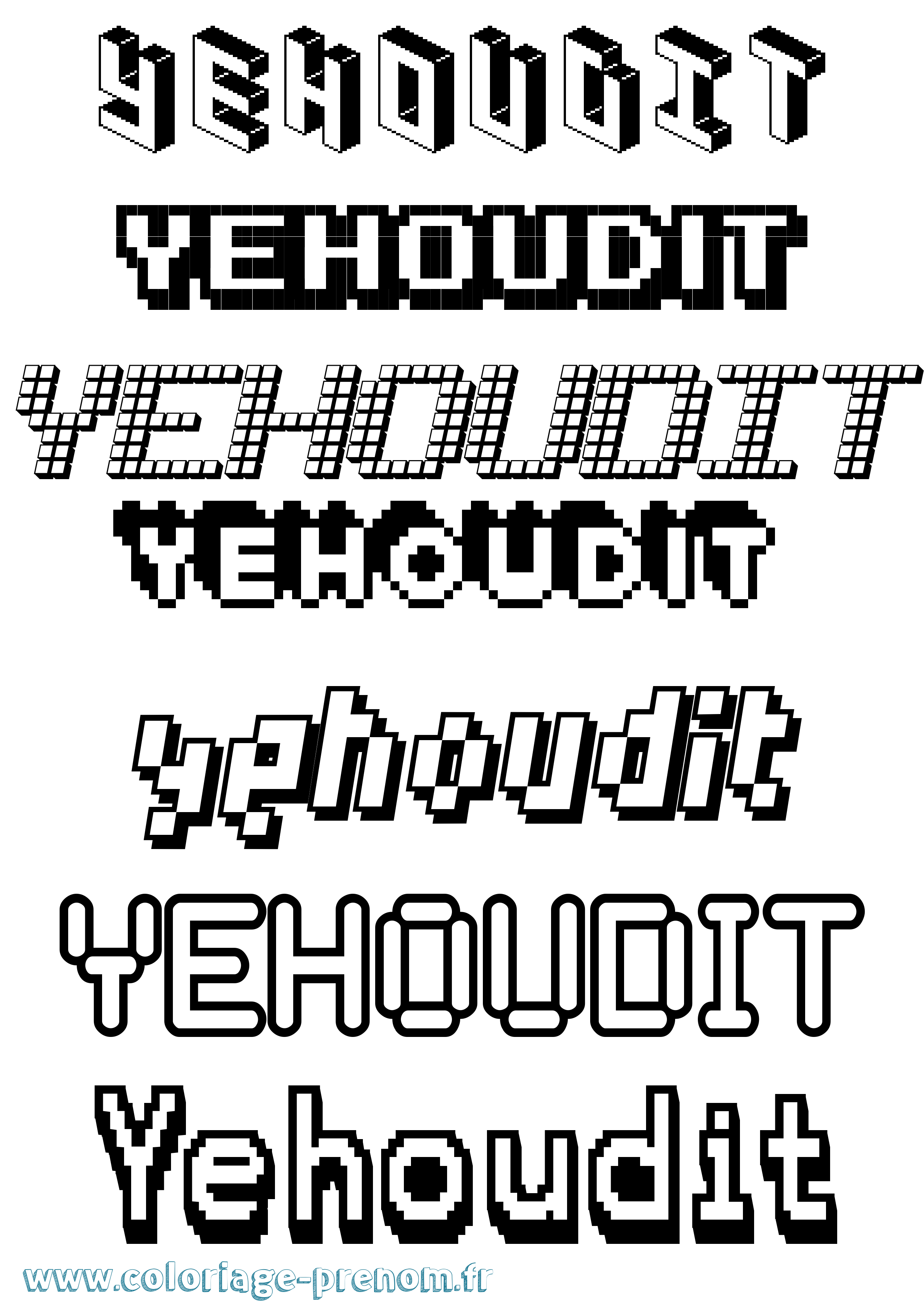 Coloriage Yehoudit Pixel Coloriage prénom Yehoudit Pixel