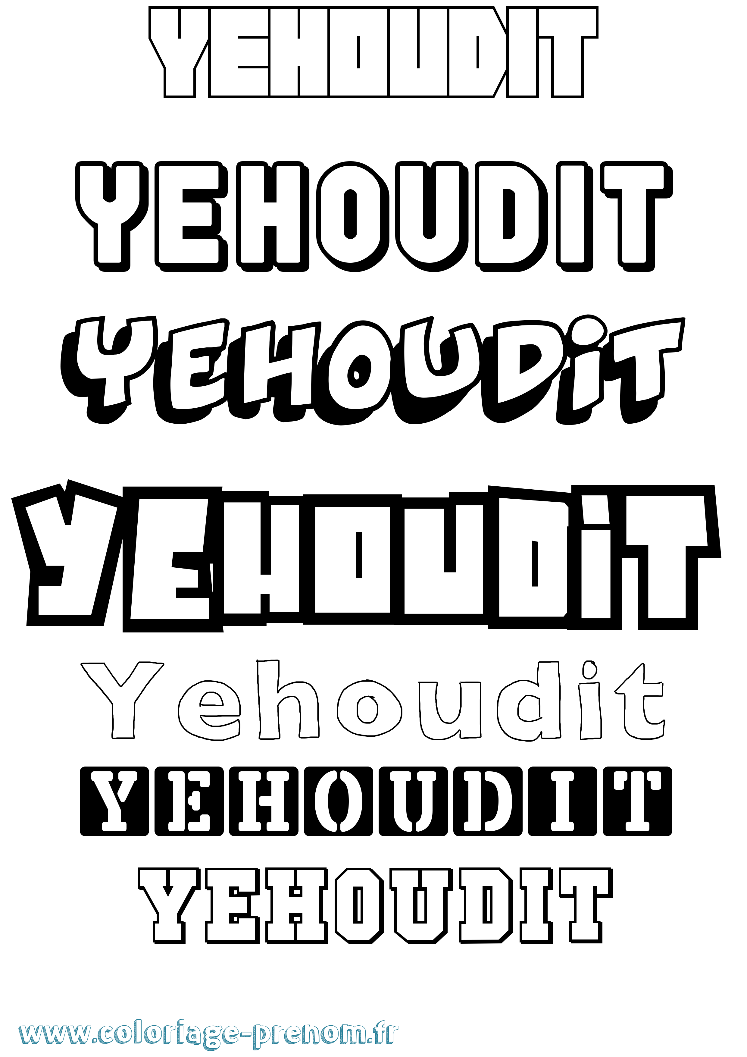 Coloriage Yehoudit Simple Coloriage prénom Yehoudit Simple