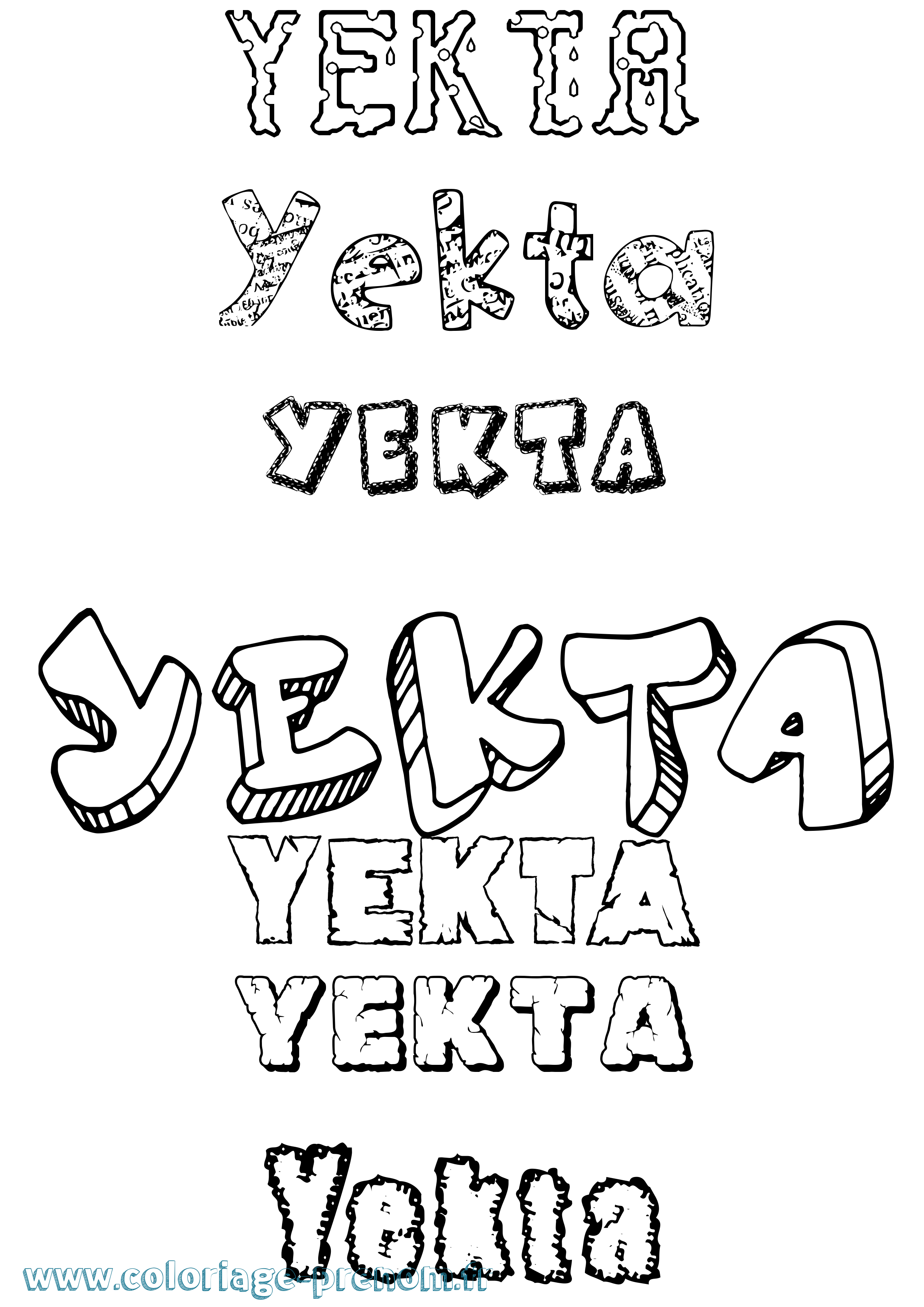 Coloriage Yekta Destructuré Coloriage prénom Yekta Destructuré