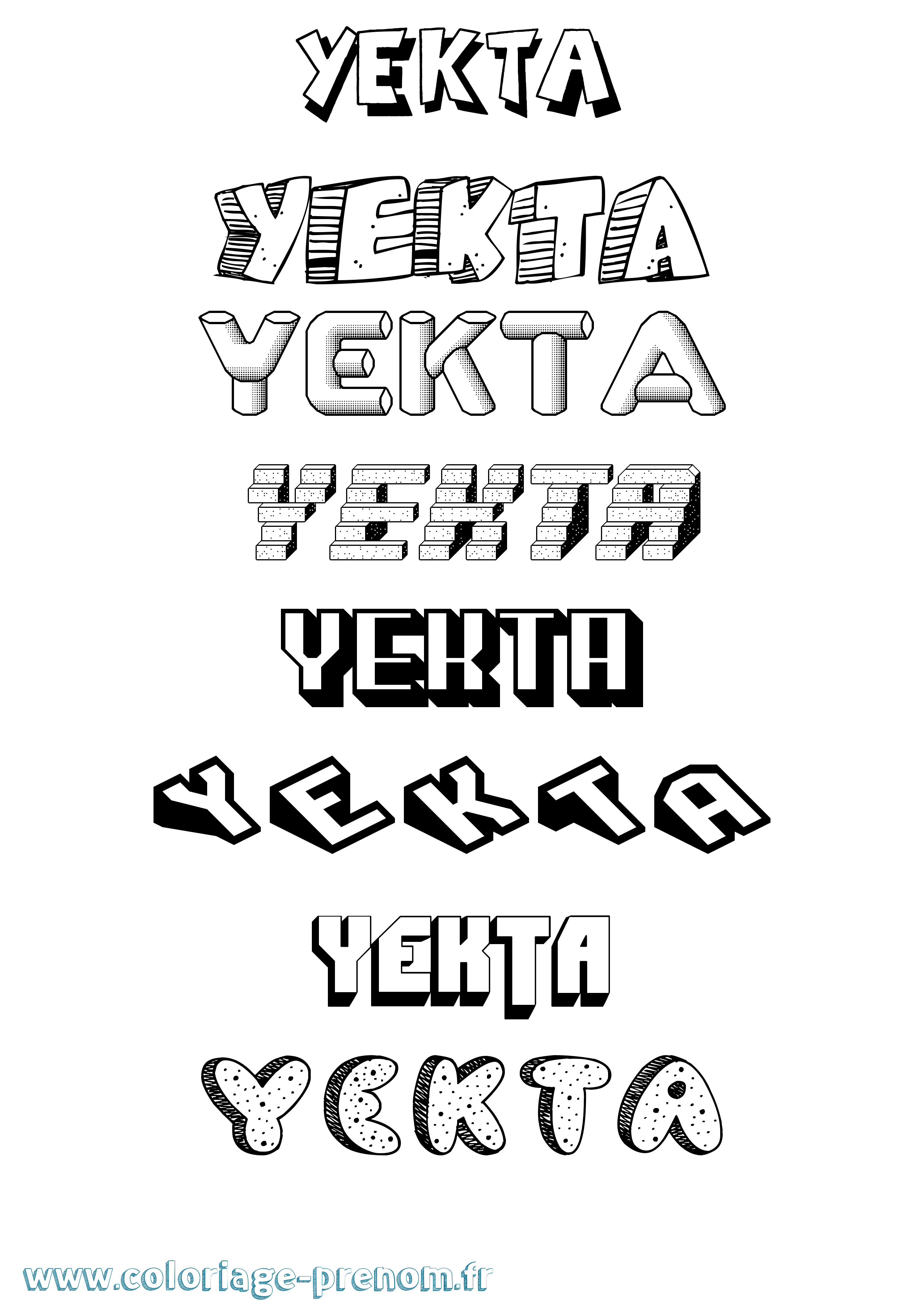 Coloriage Yekta Effet 3D Coloriage prénom Yekta Effet 3D