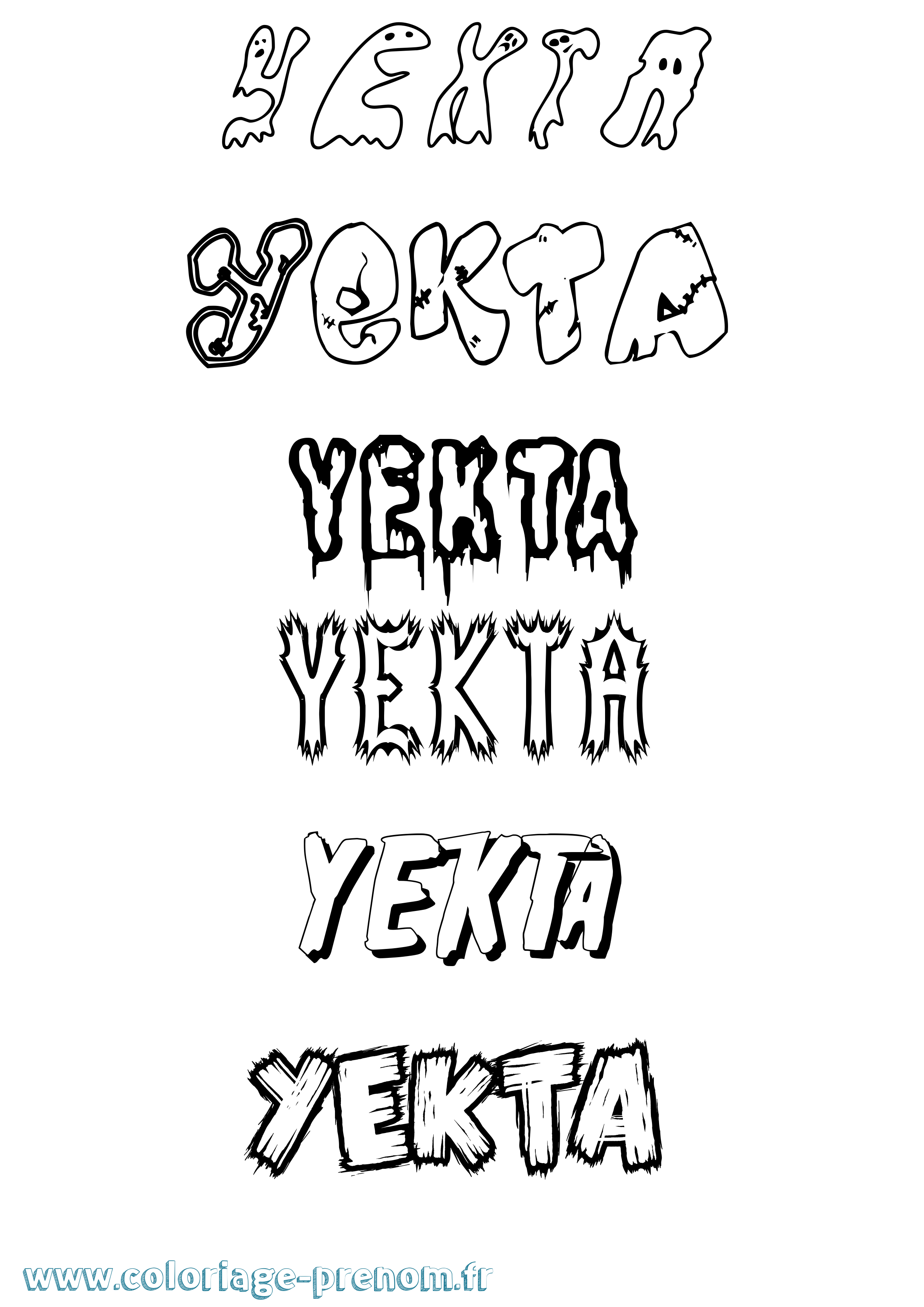 Coloriage Yekta Frisson Coloriage prénom Yekta Frisson