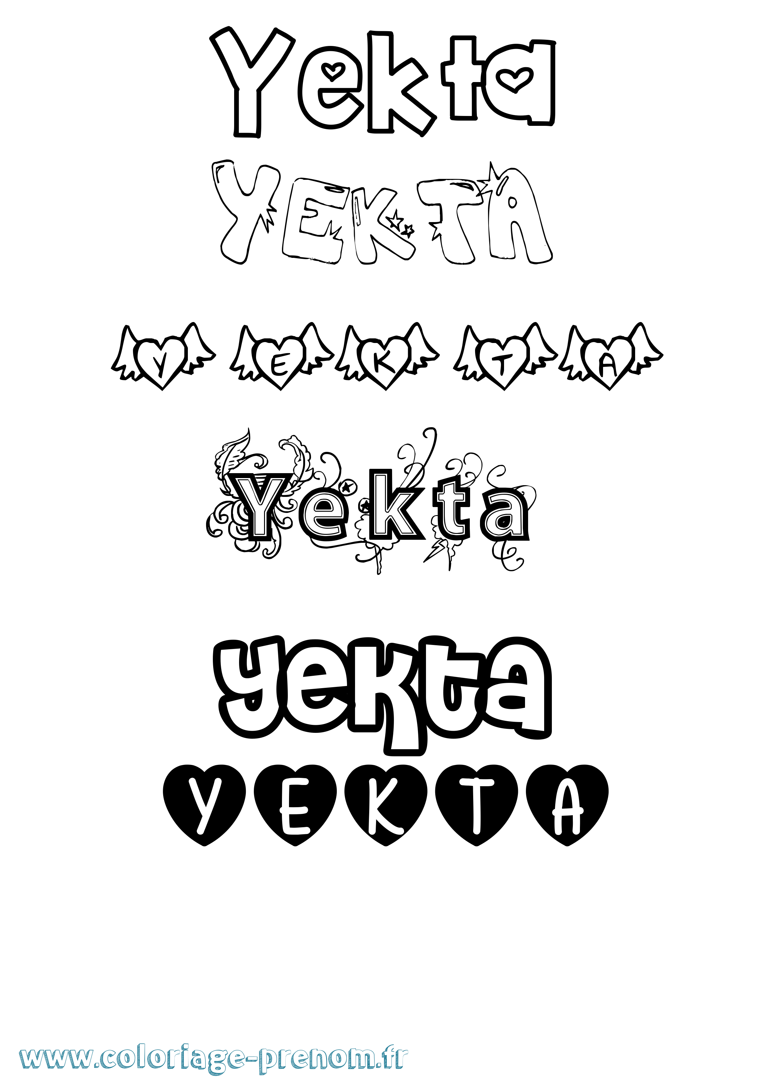 Coloriage Yekta Girly Coloriage prénom Yekta Girly