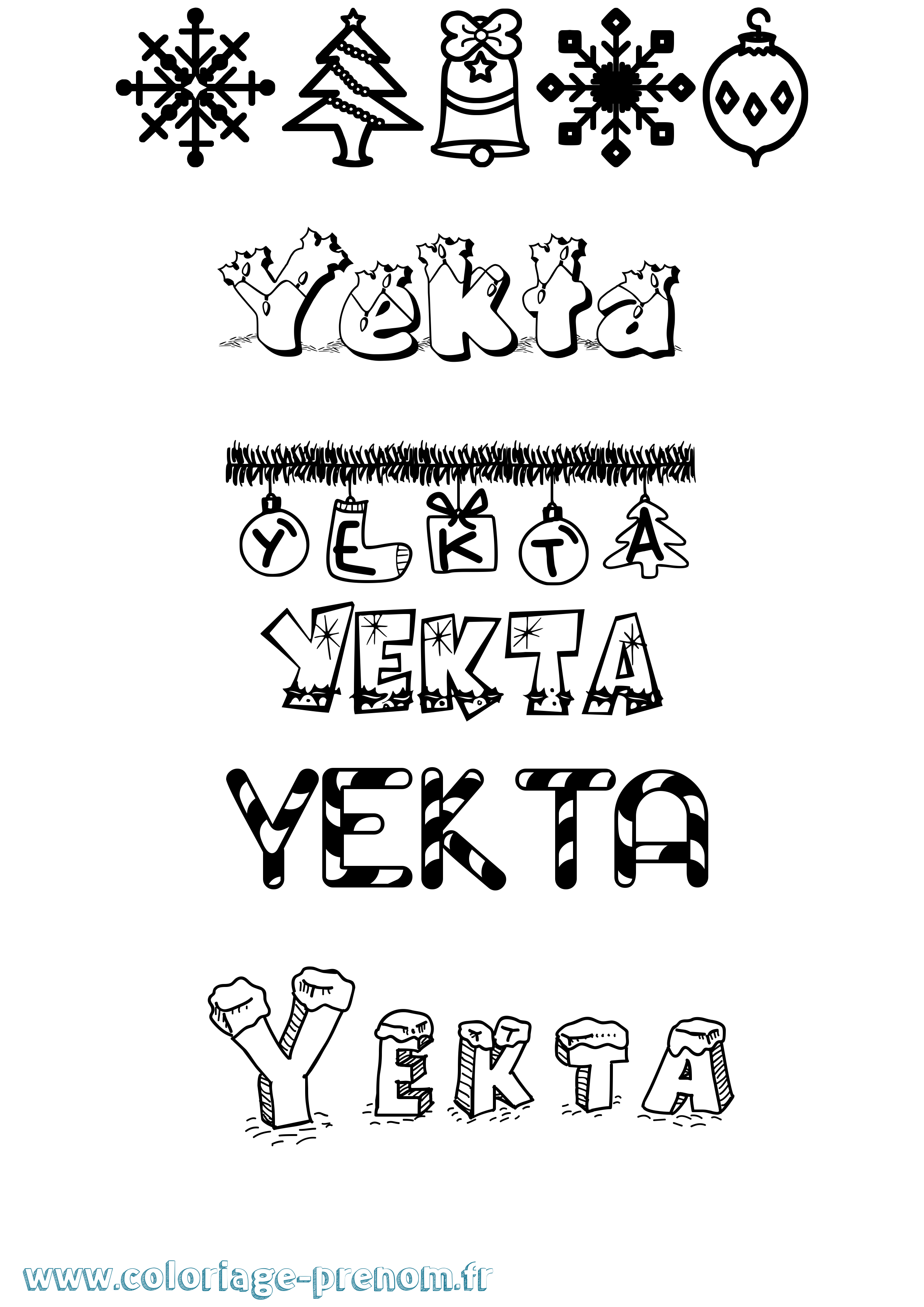 Coloriage Yekta Noël Coloriage prénom Yekta Noël