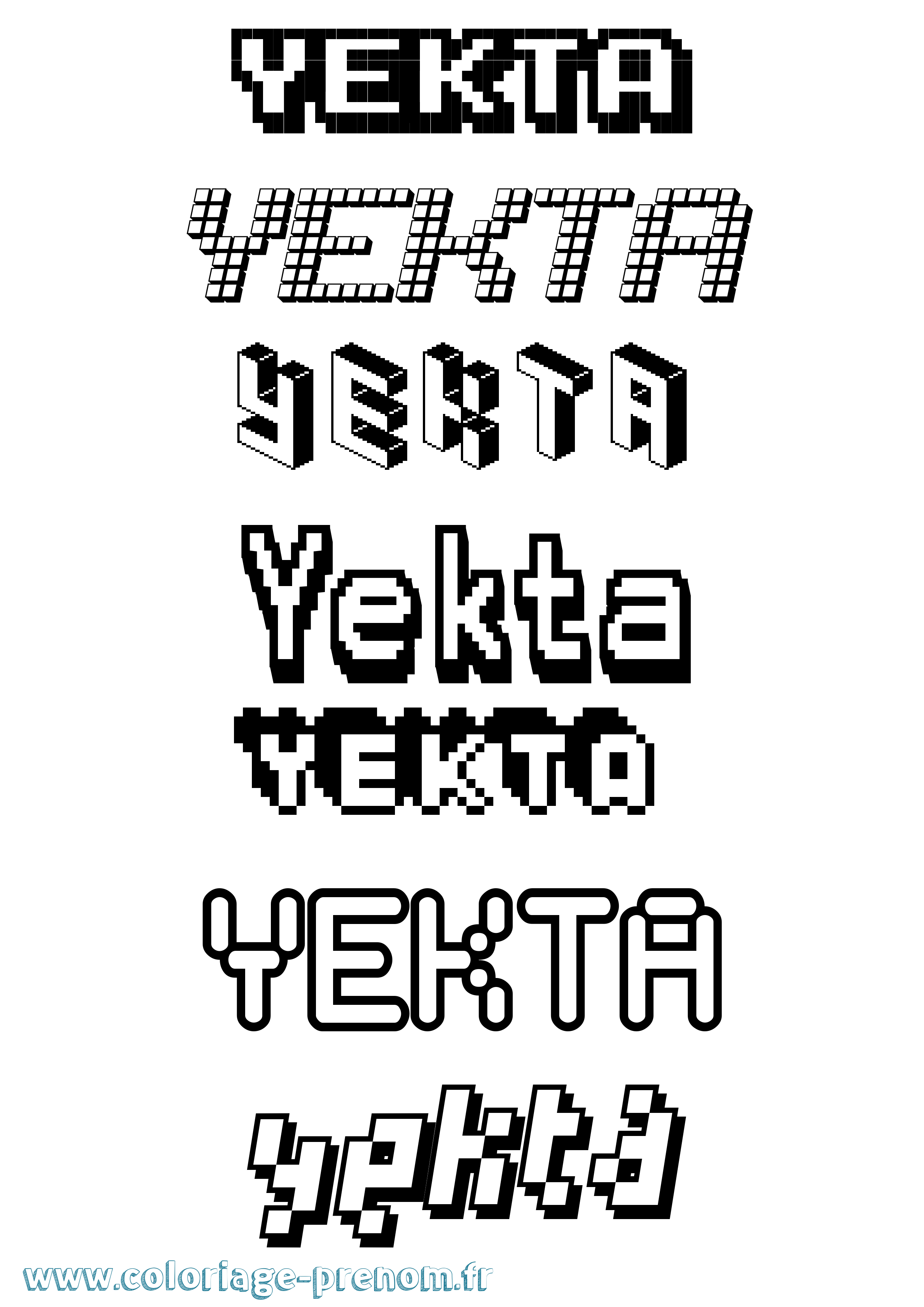 Coloriage Yekta Pixel Coloriage prénom Yekta Pixel