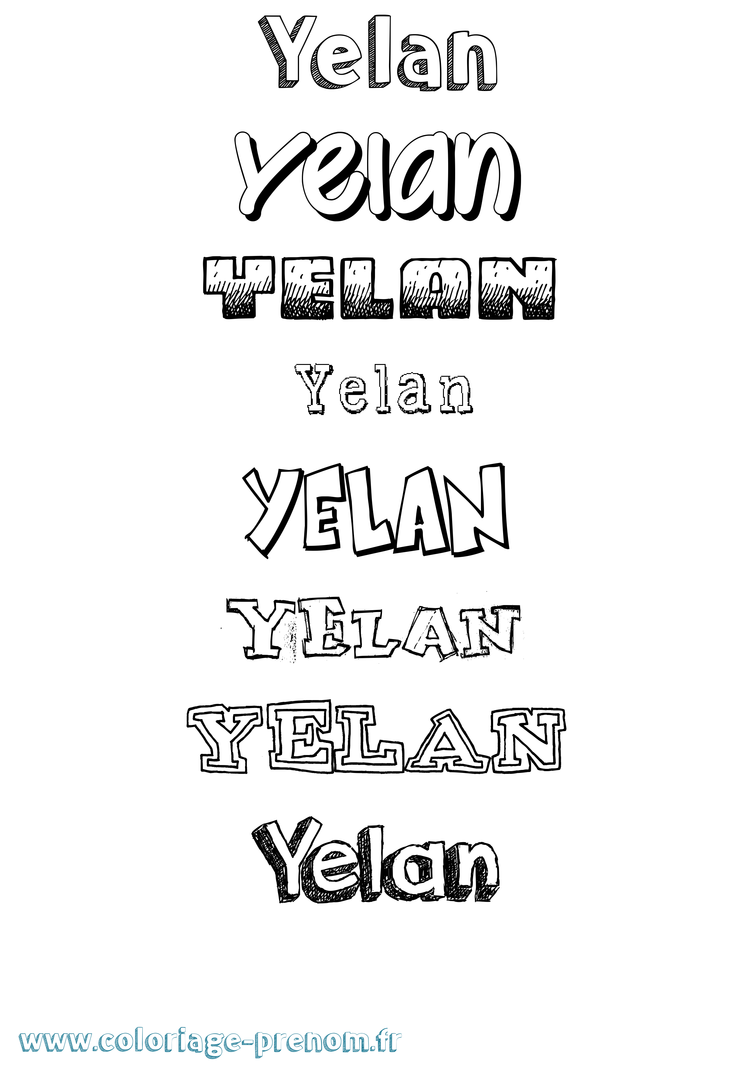 Coloriage Yelan Dessiné Coloriage prénom Yelan Dessiné