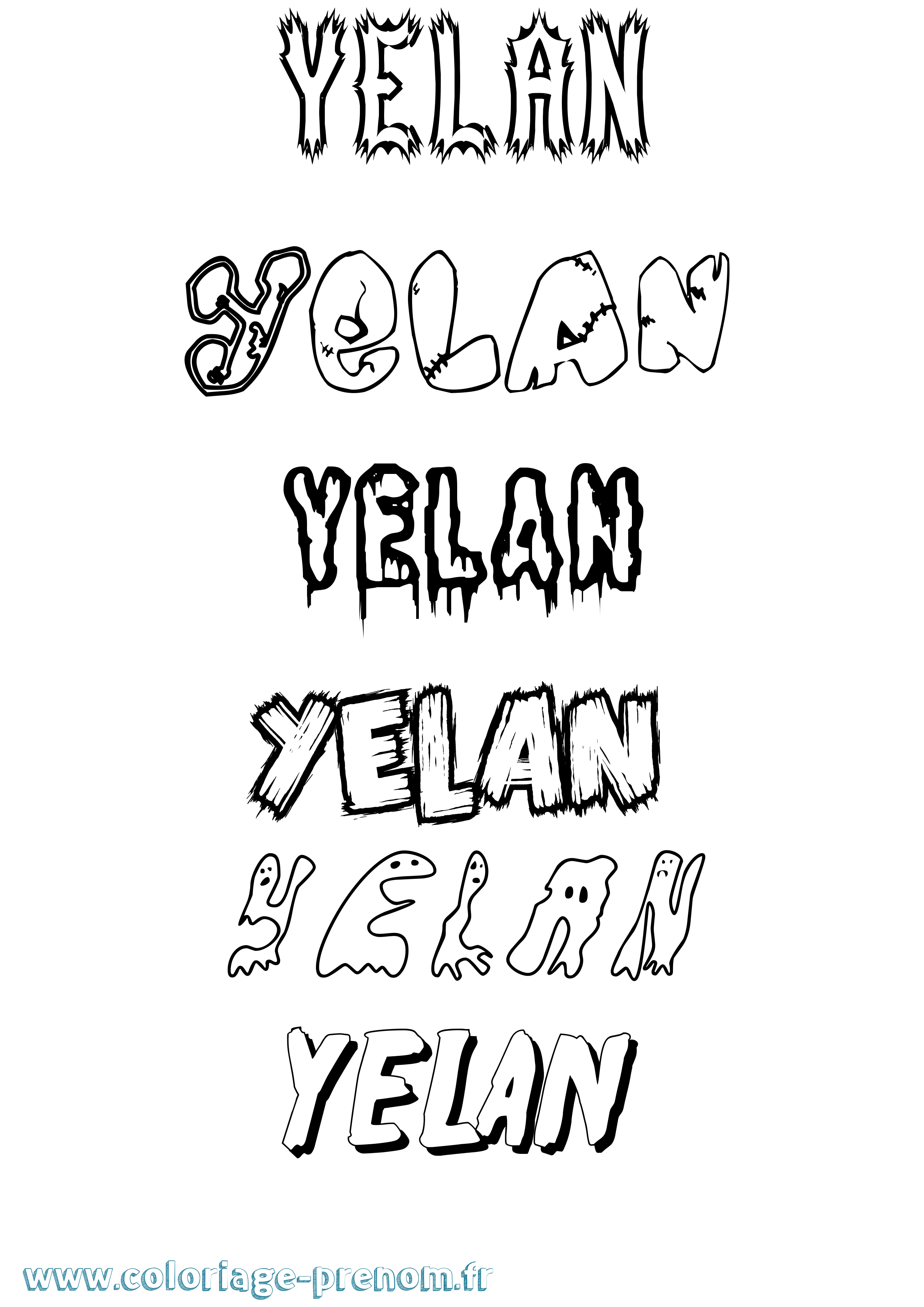 Coloriage Yelan Frisson Coloriage prénom Yelan Frisson