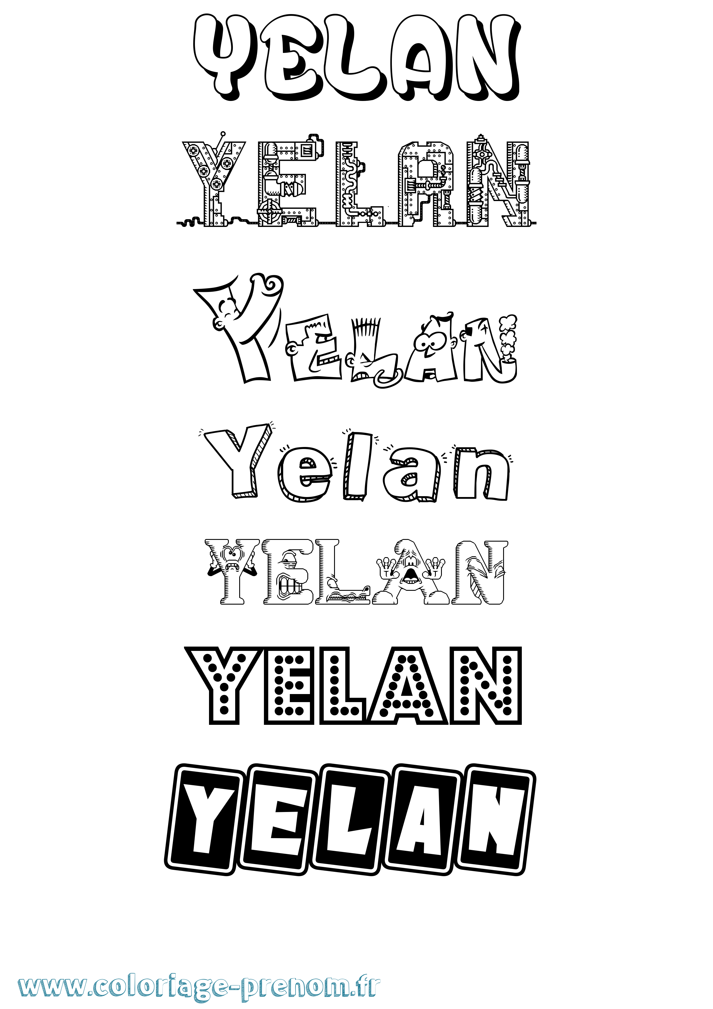 Coloriage Yelan Fun Coloriage prénom Yelan Fun