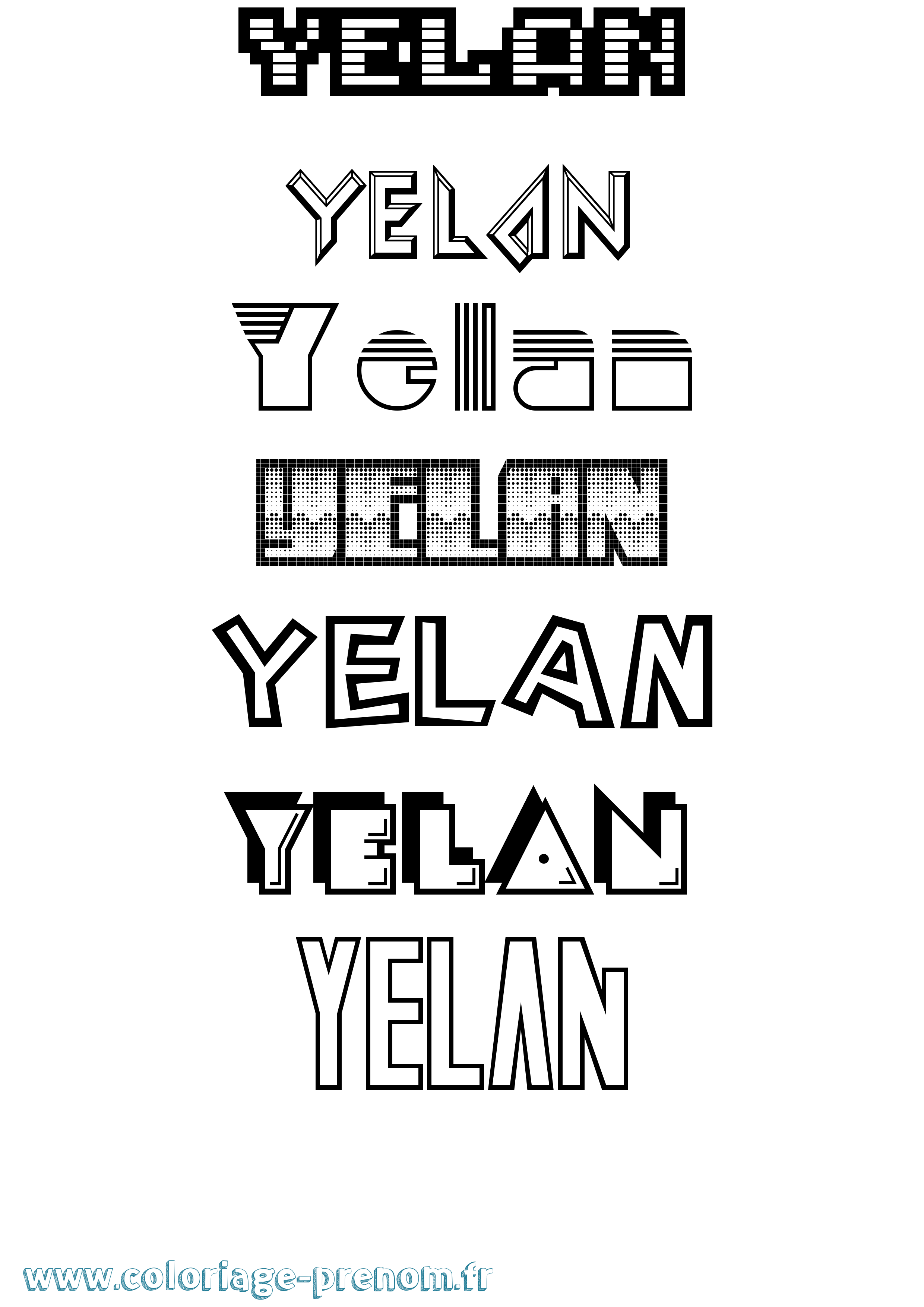 Coloriage Yelan Jeux Vidéos Coloriage prénom Yelan Jeux Vidéos