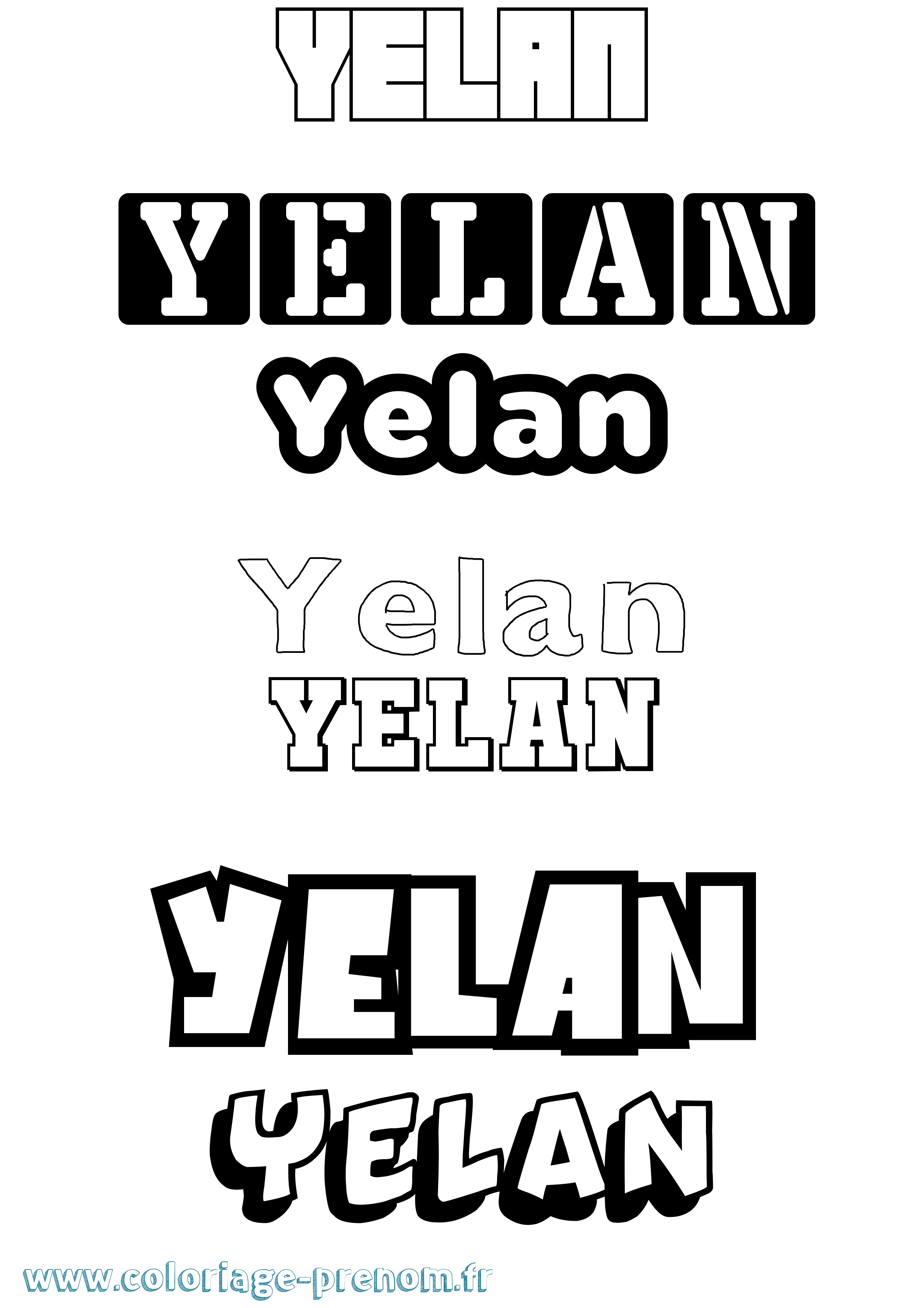 Coloriage Yelan Simple Coloriage prénom Yelan Simple