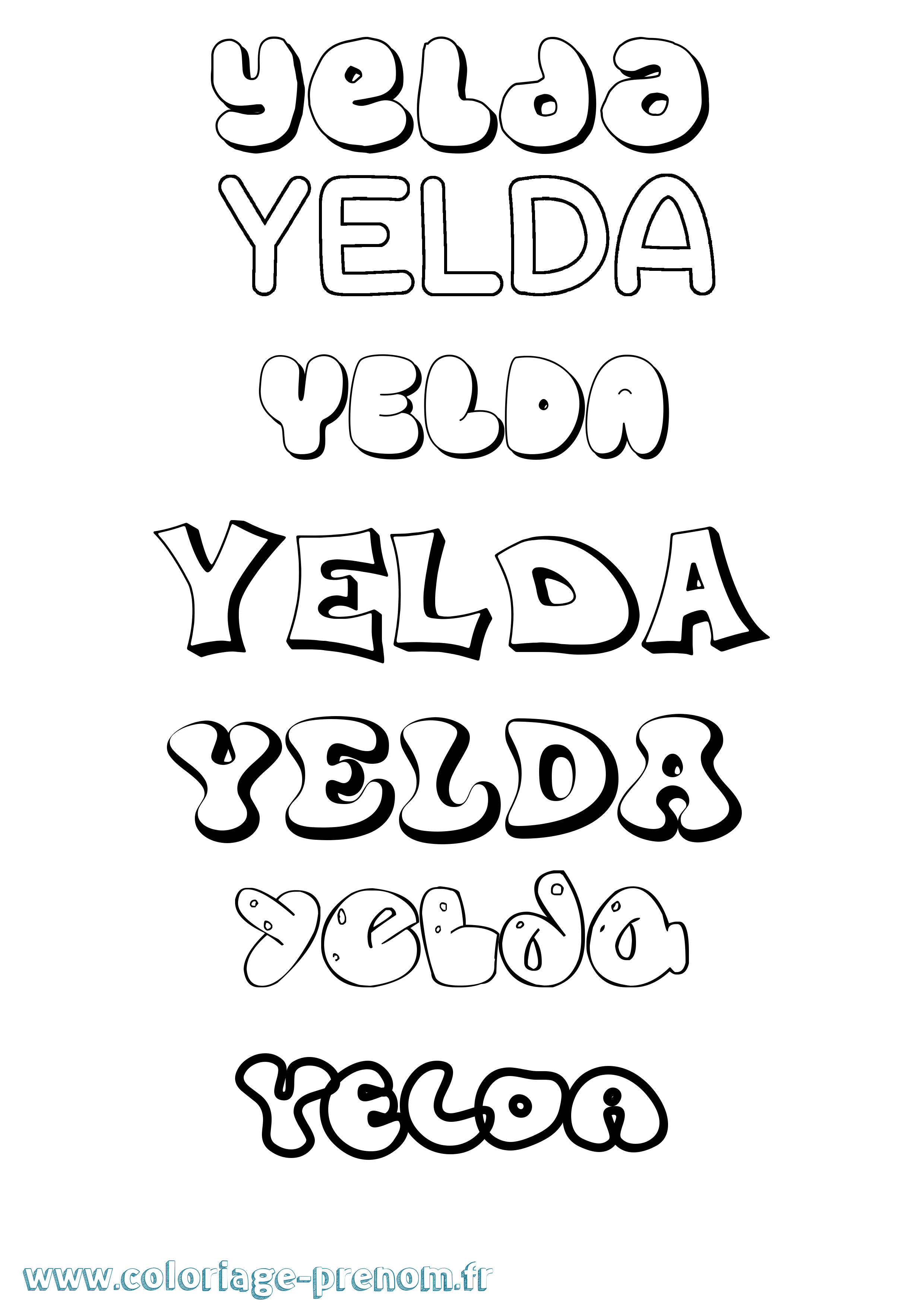 Coloriage Yelda Bubble Coloriage prénom Yelda Bubble