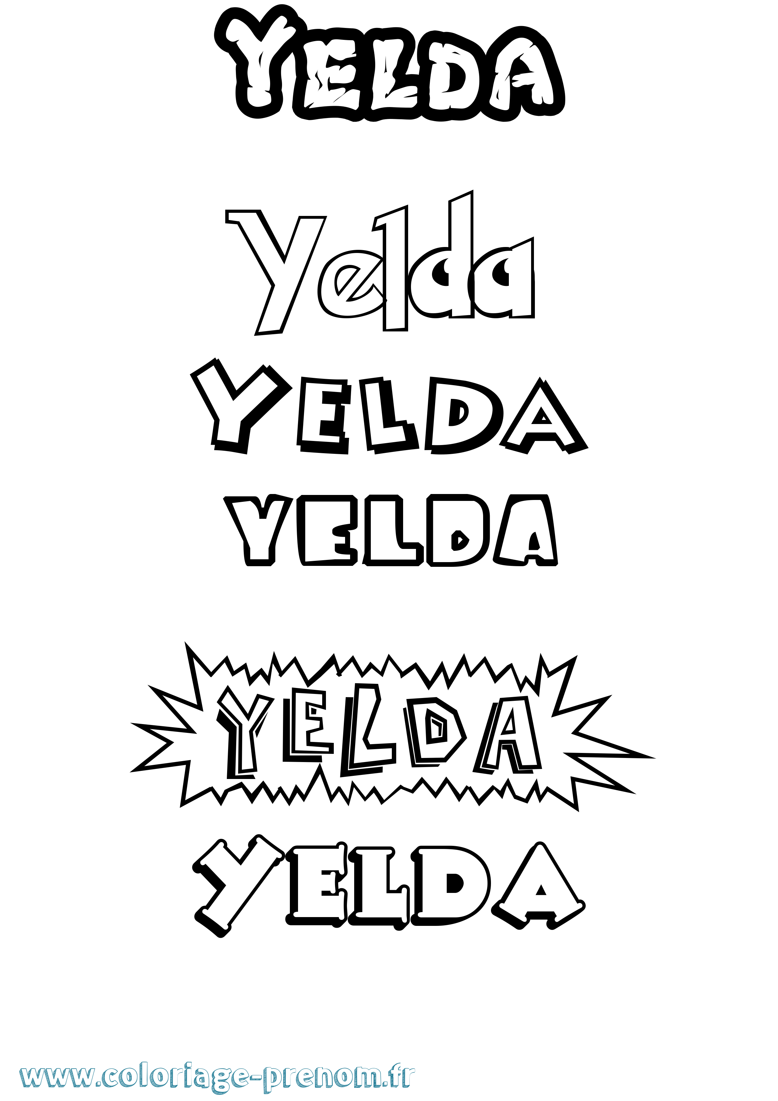 Coloriage Yelda Dessin Animé Coloriage prénom Yelda Dessin Animé