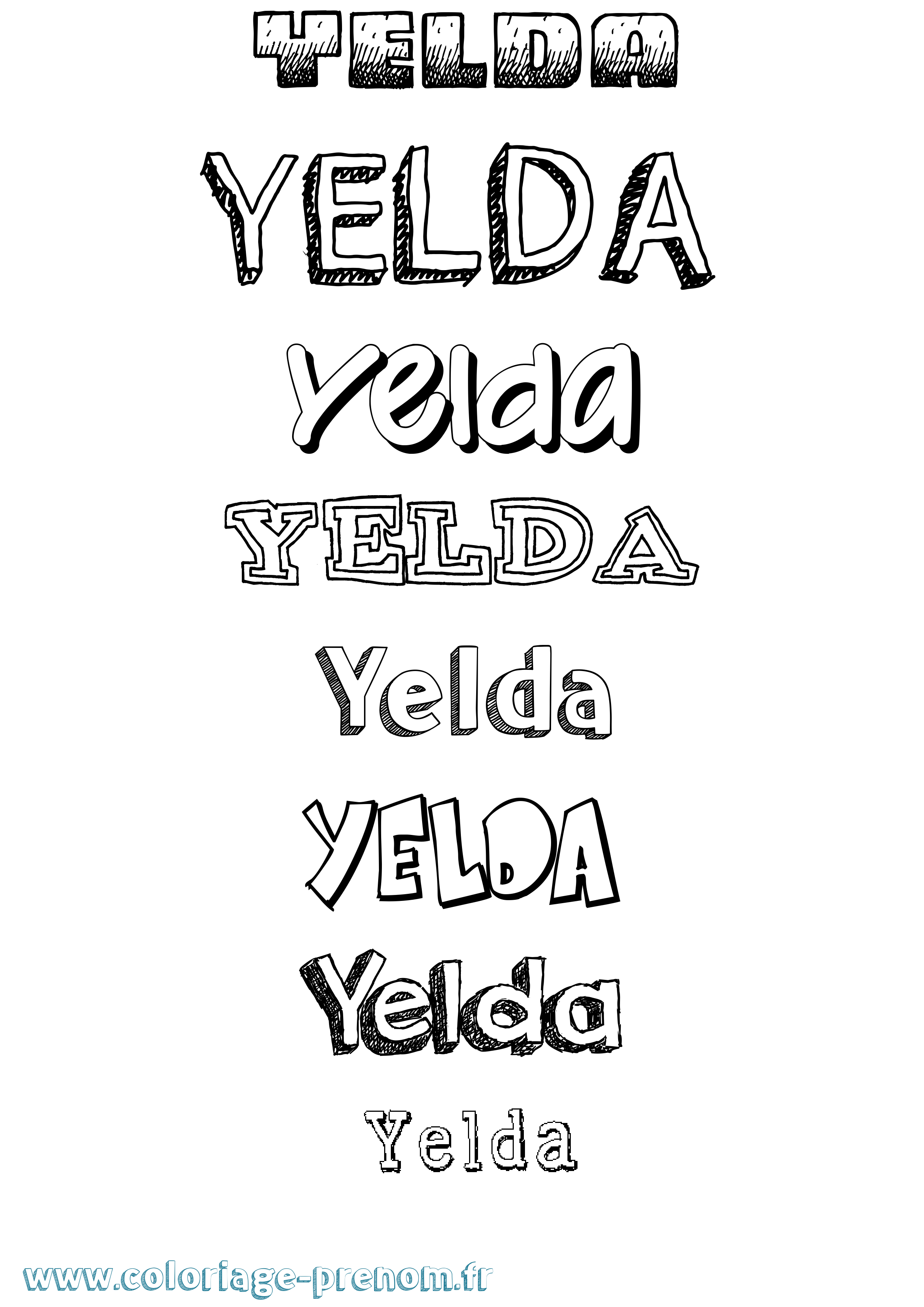 Coloriage Yelda Dessiné Coloriage prénom Yelda Dessiné