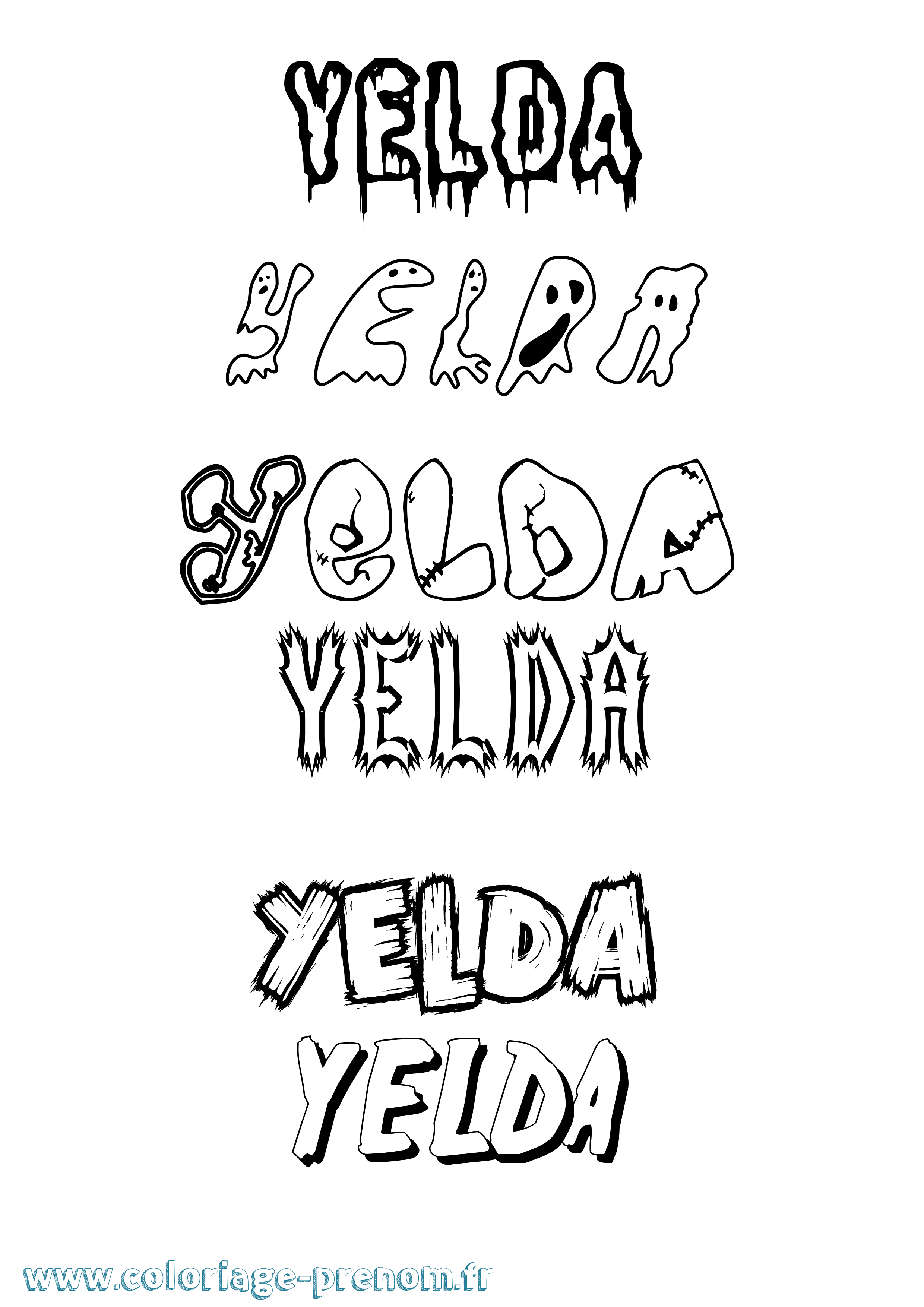 Coloriage Yelda Frisson Coloriage prénom Yelda Frisson