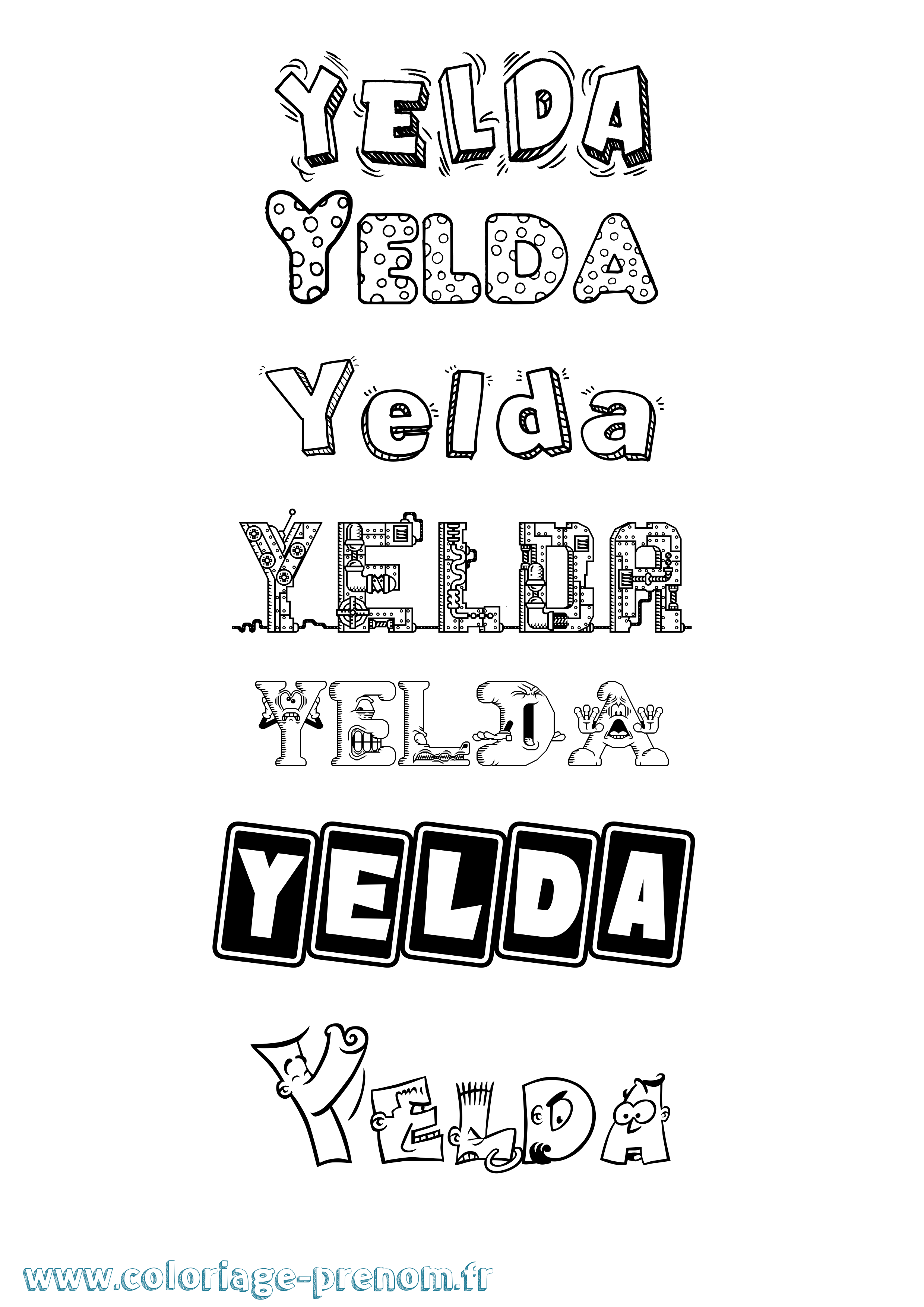 Coloriage Yelda Fun Coloriage prénom Yelda Fun