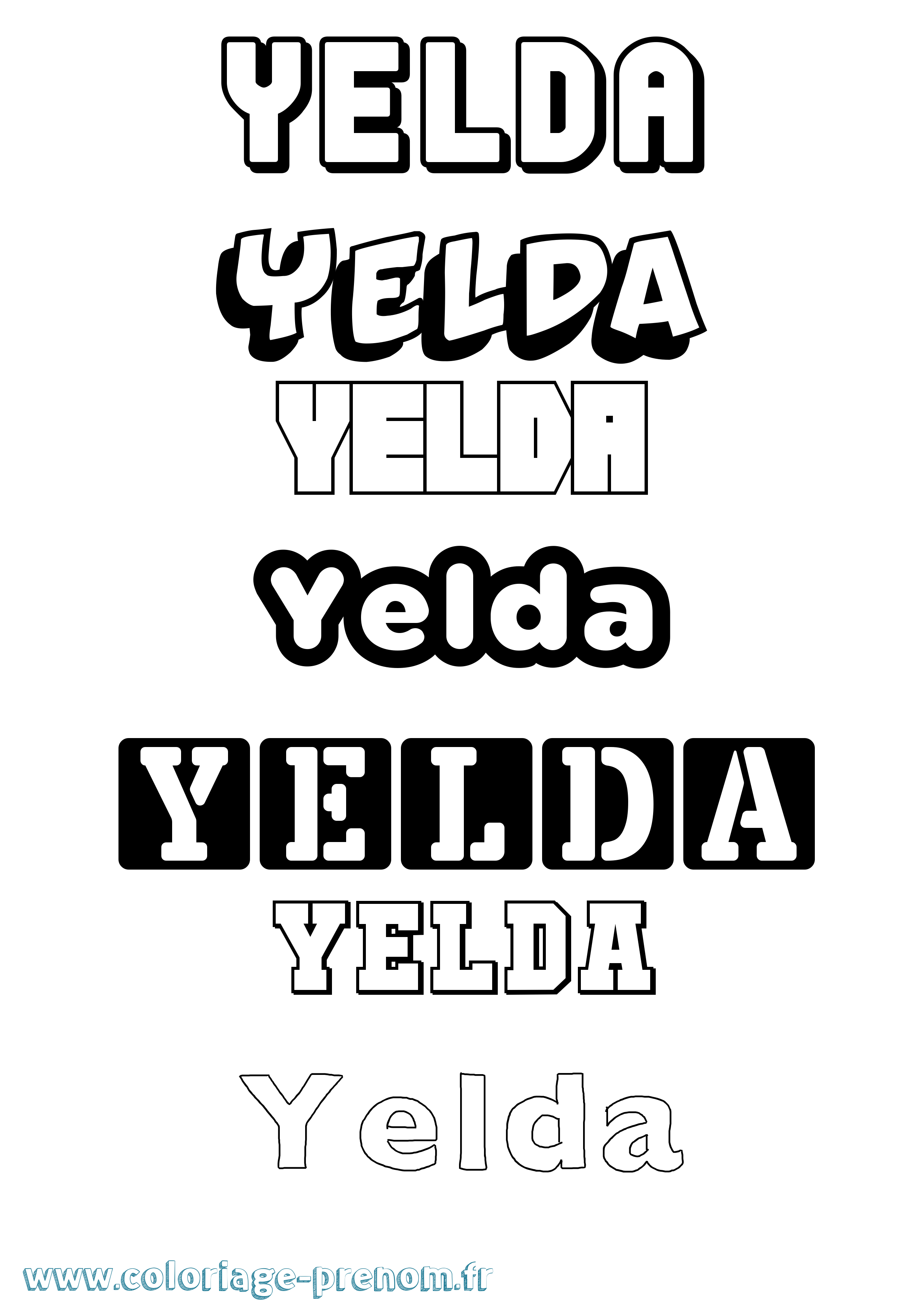 Coloriage Yelda Simple Coloriage prénom Yelda Simple