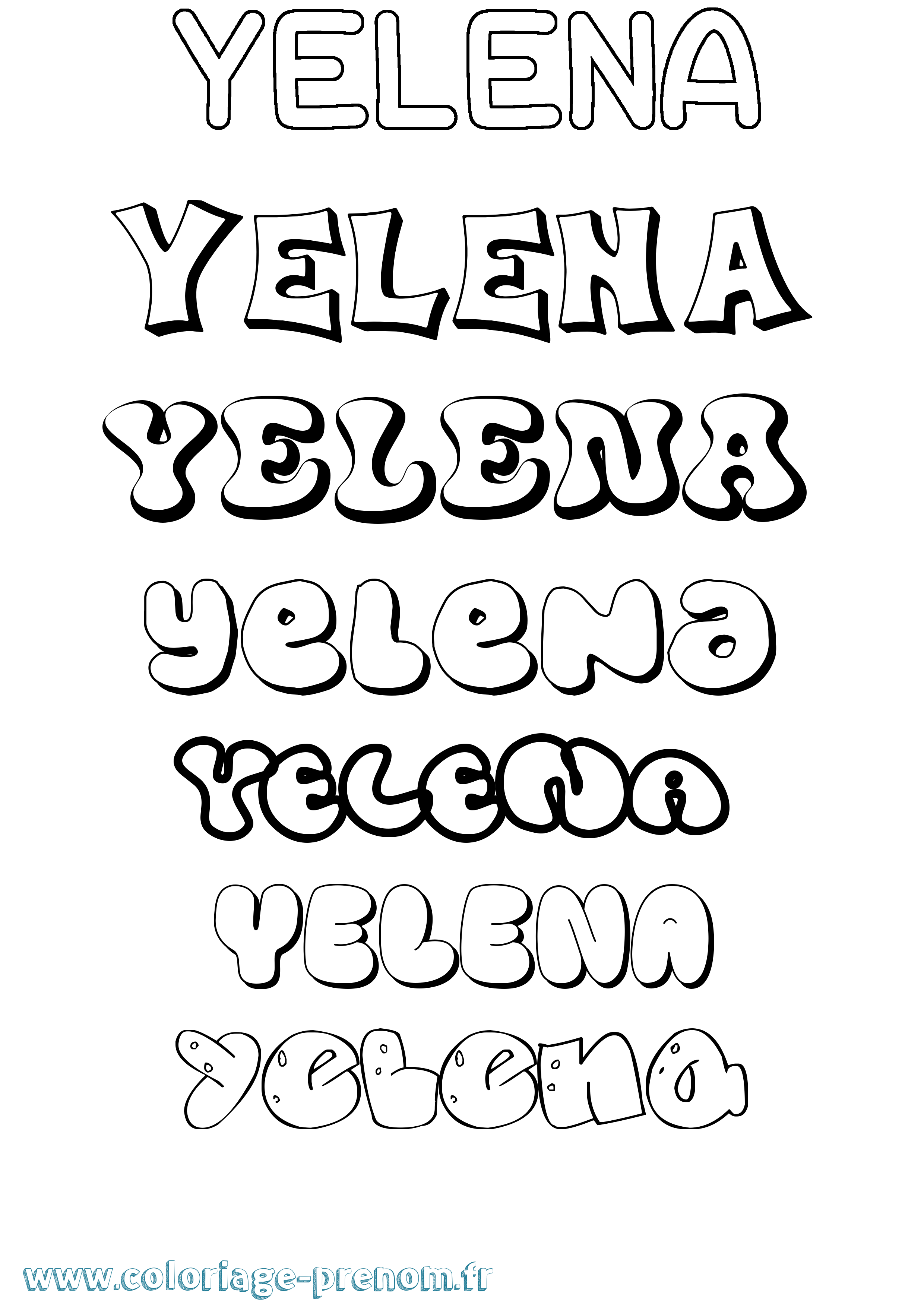 Coloriage Yelena Bubble Coloriage prénom Yelena Bubble