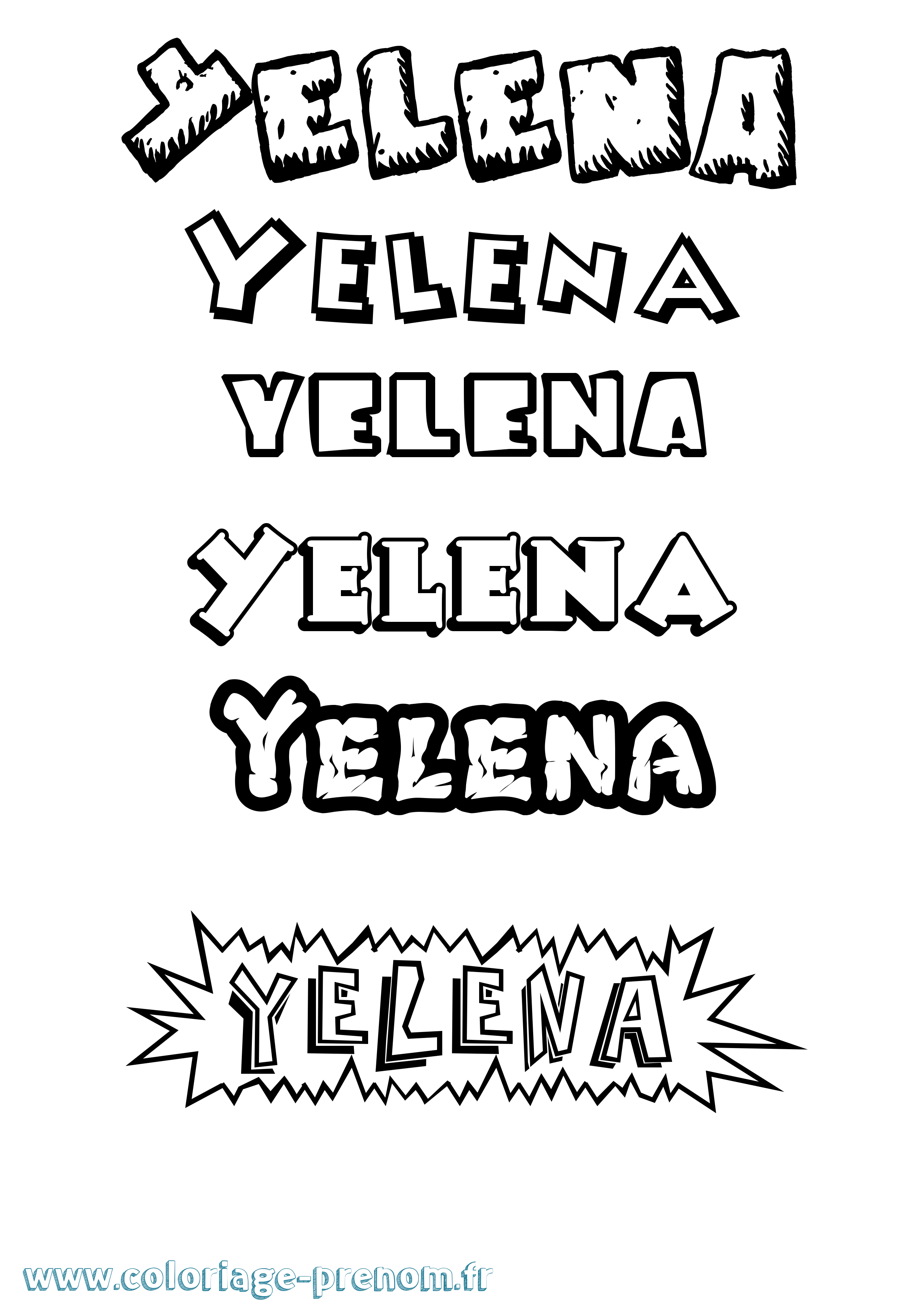 Coloriage Yelena Dessin Animé Coloriage prénom Yelena Dessin Animé