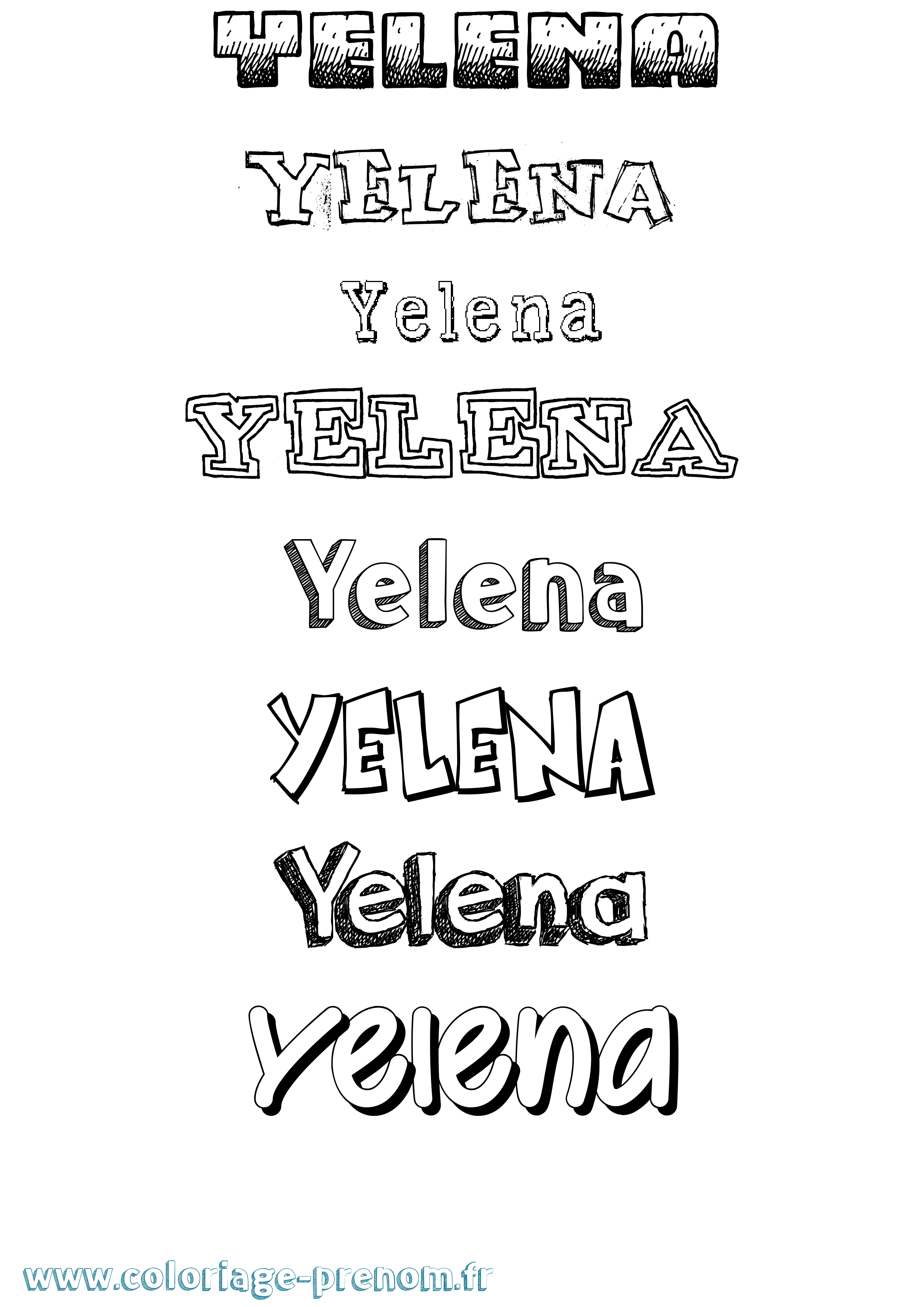 Coloriage Yelena Dessiné Coloriage prénom Yelena Dessiné