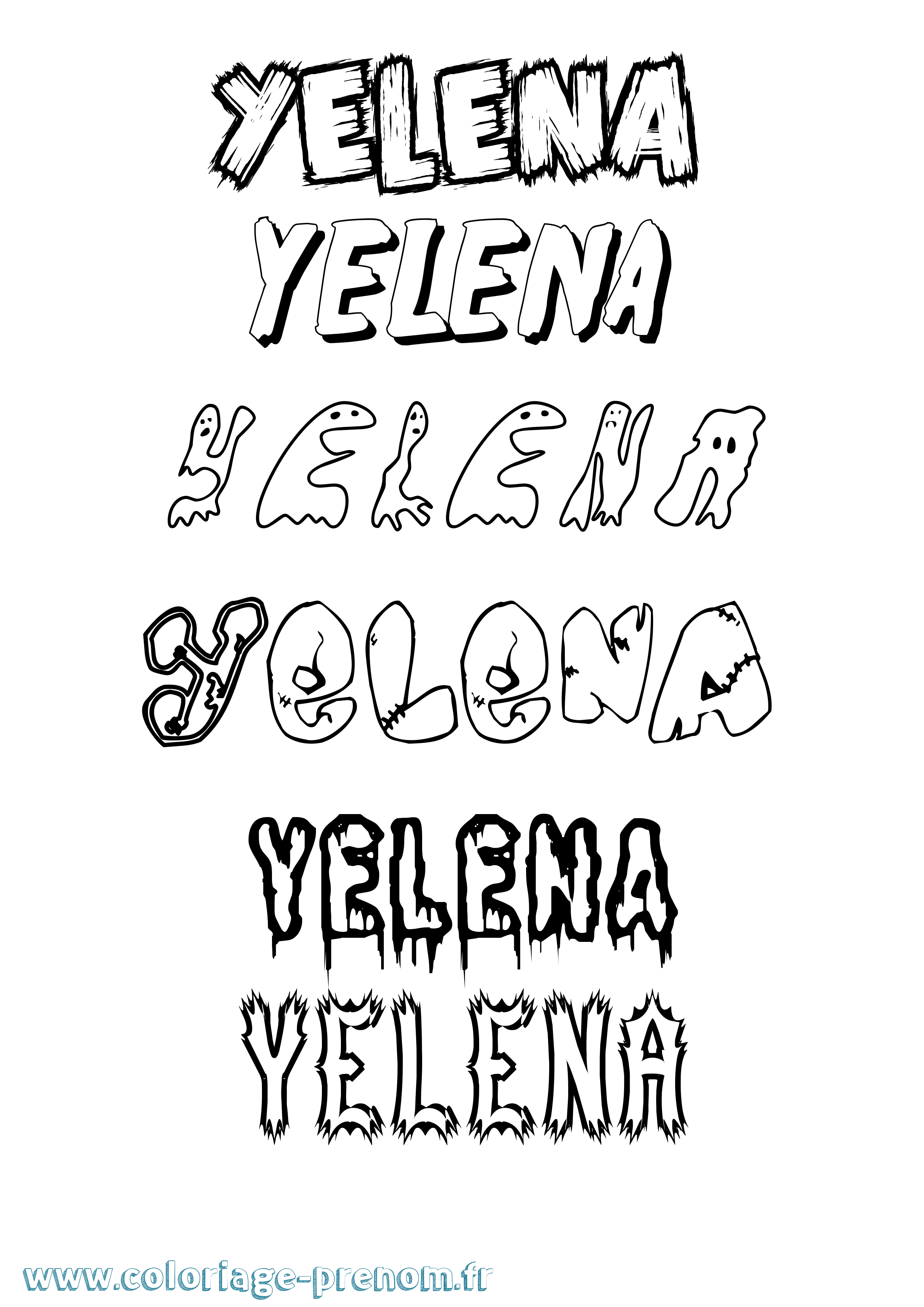 Coloriage Yelena Frisson Coloriage prénom Yelena Frisson