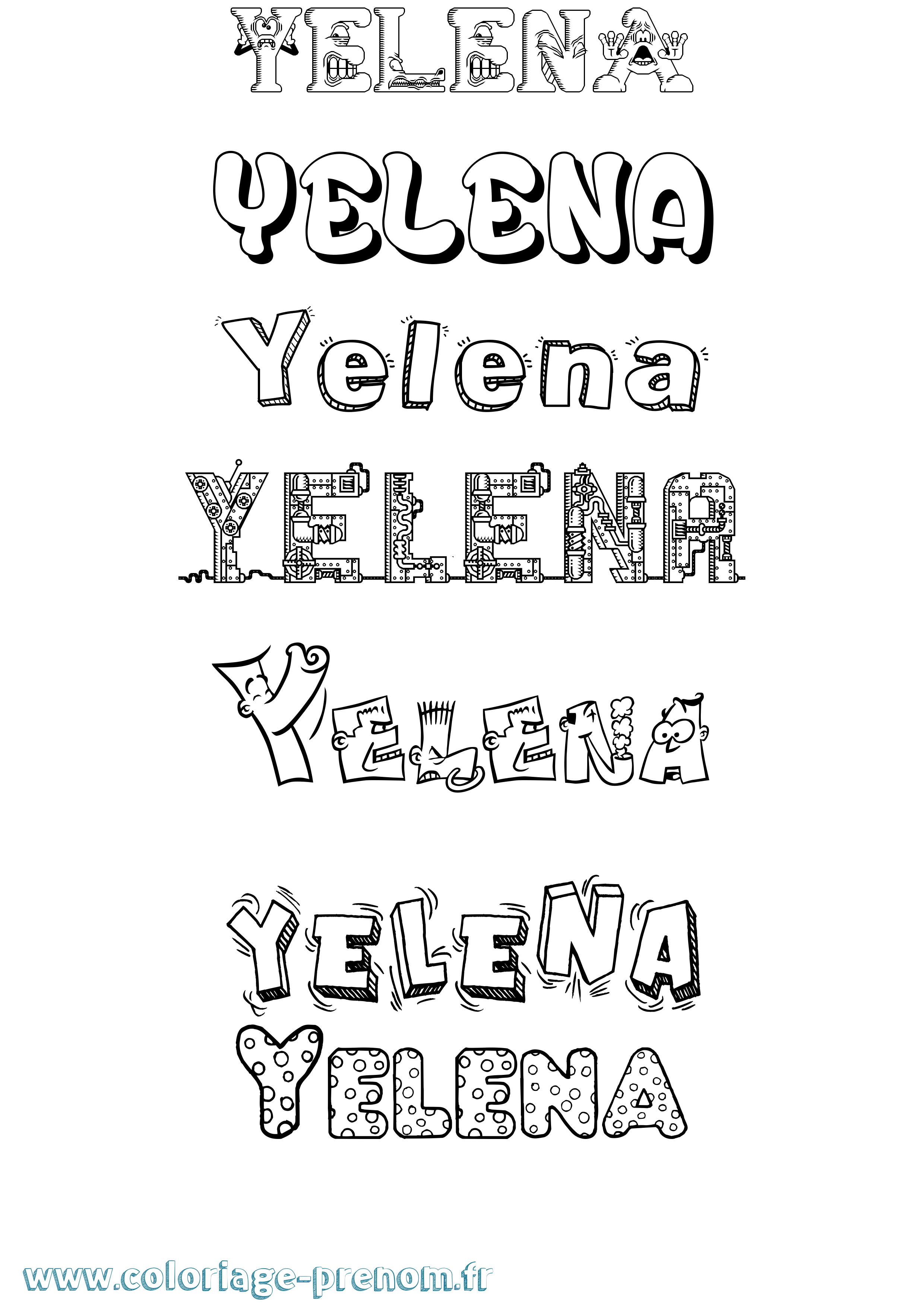 Coloriage Yelena Fun Coloriage prénom Yelena Fun