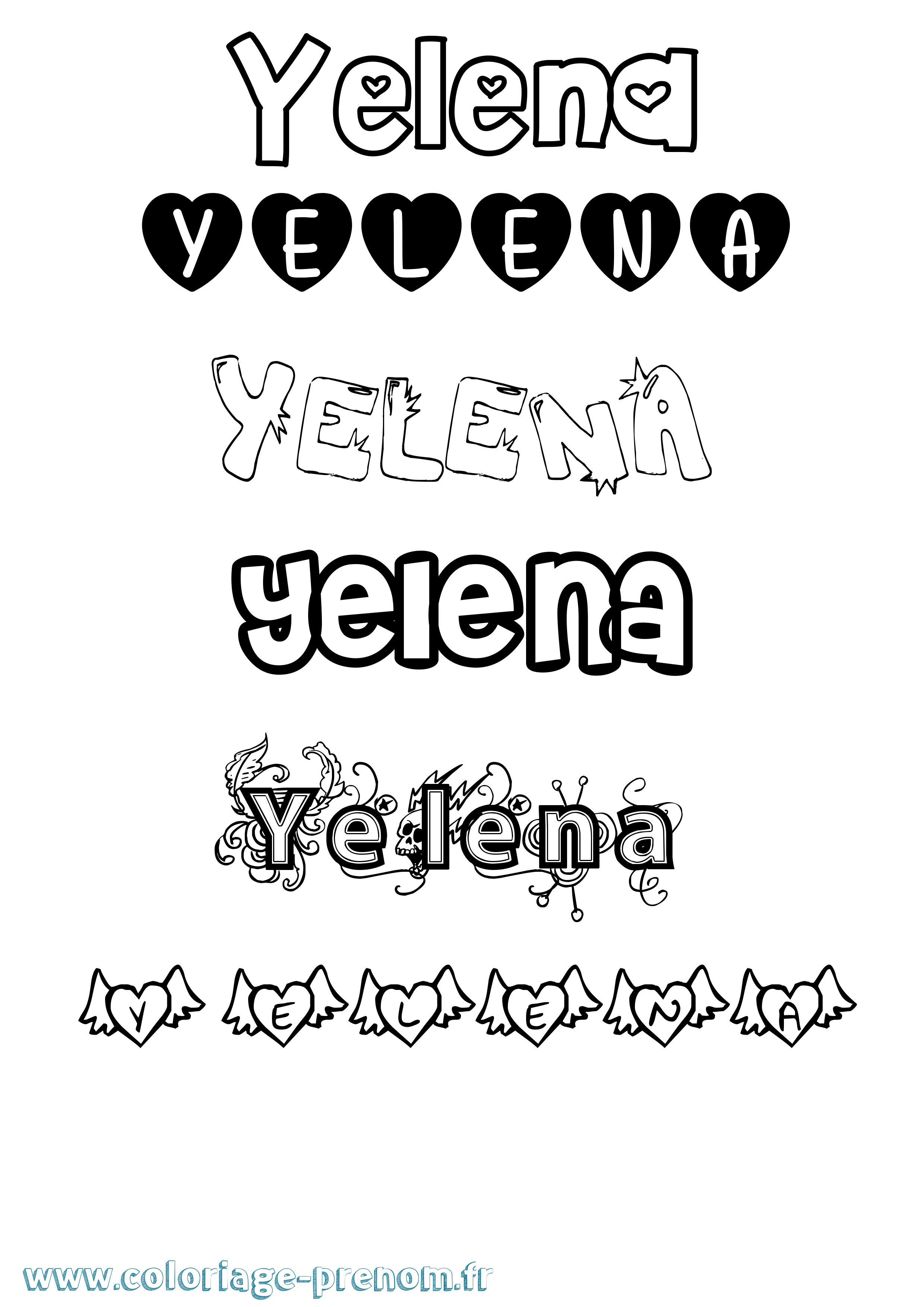 Coloriage Yelena Girly Coloriage prénom Yelena Girly