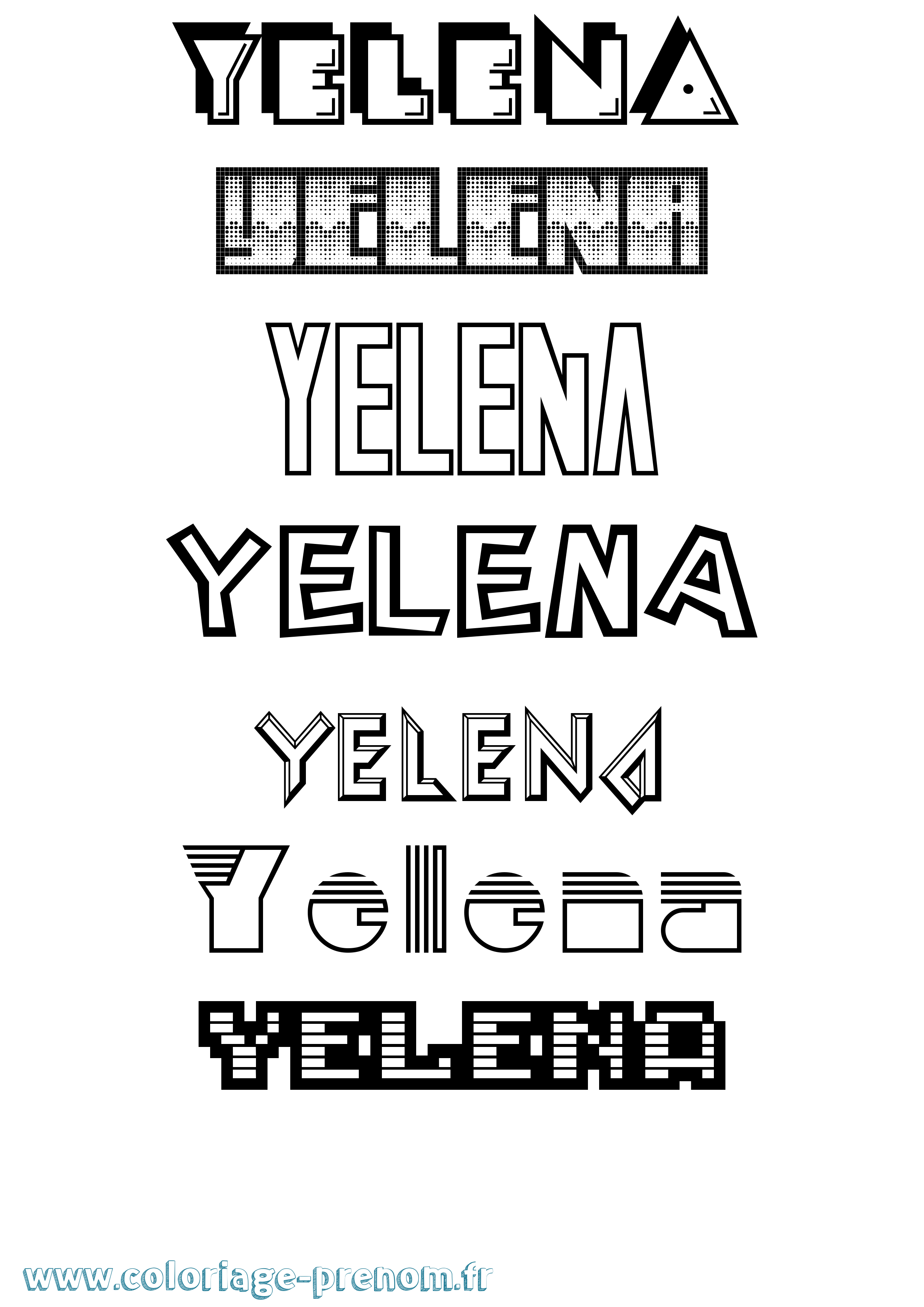 Coloriage Yelena Jeux Vidéos Coloriage prénom Yelena Jeux Vidéos