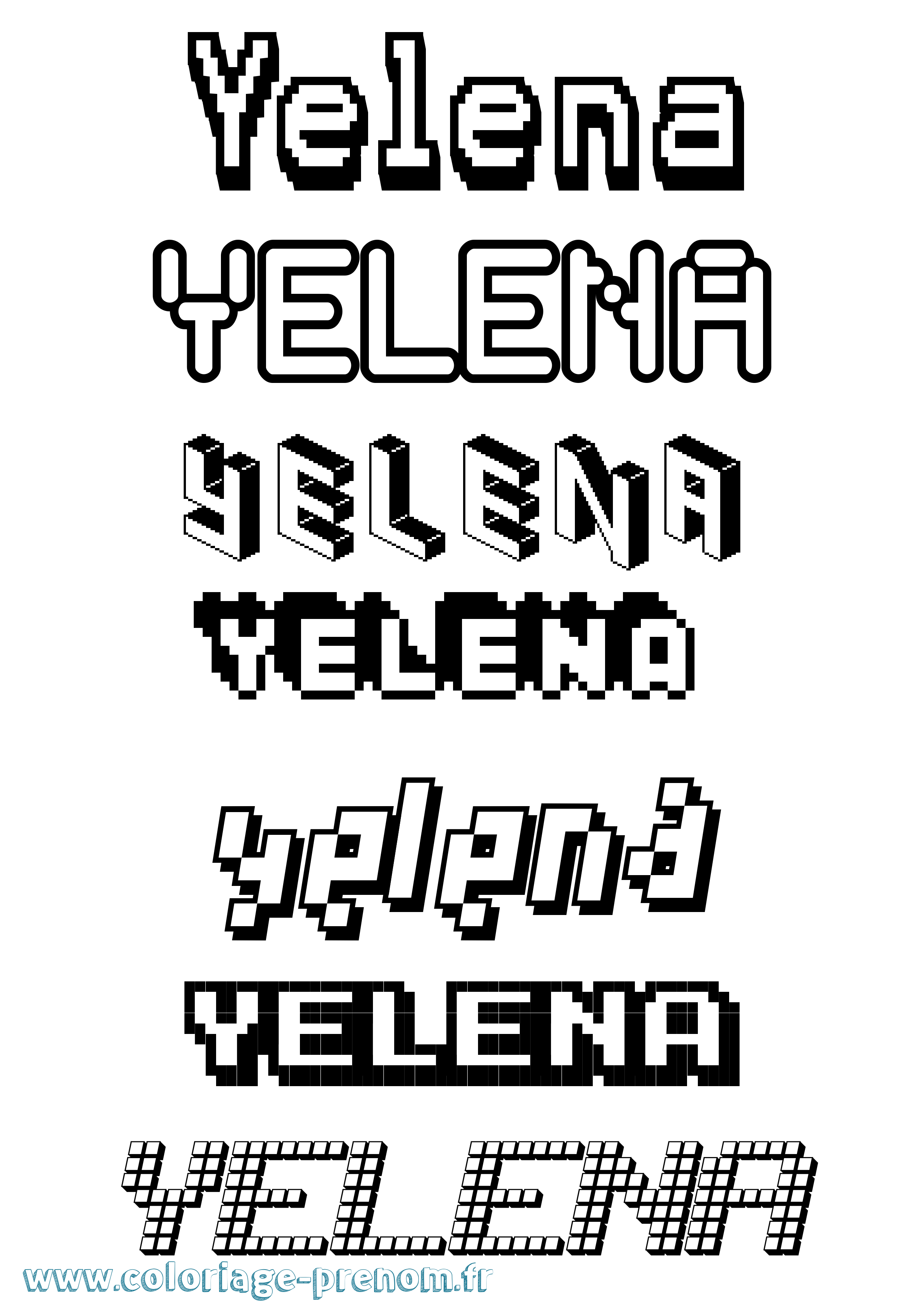 Coloriage Yelena Pixel Coloriage prénom Yelena Pixel