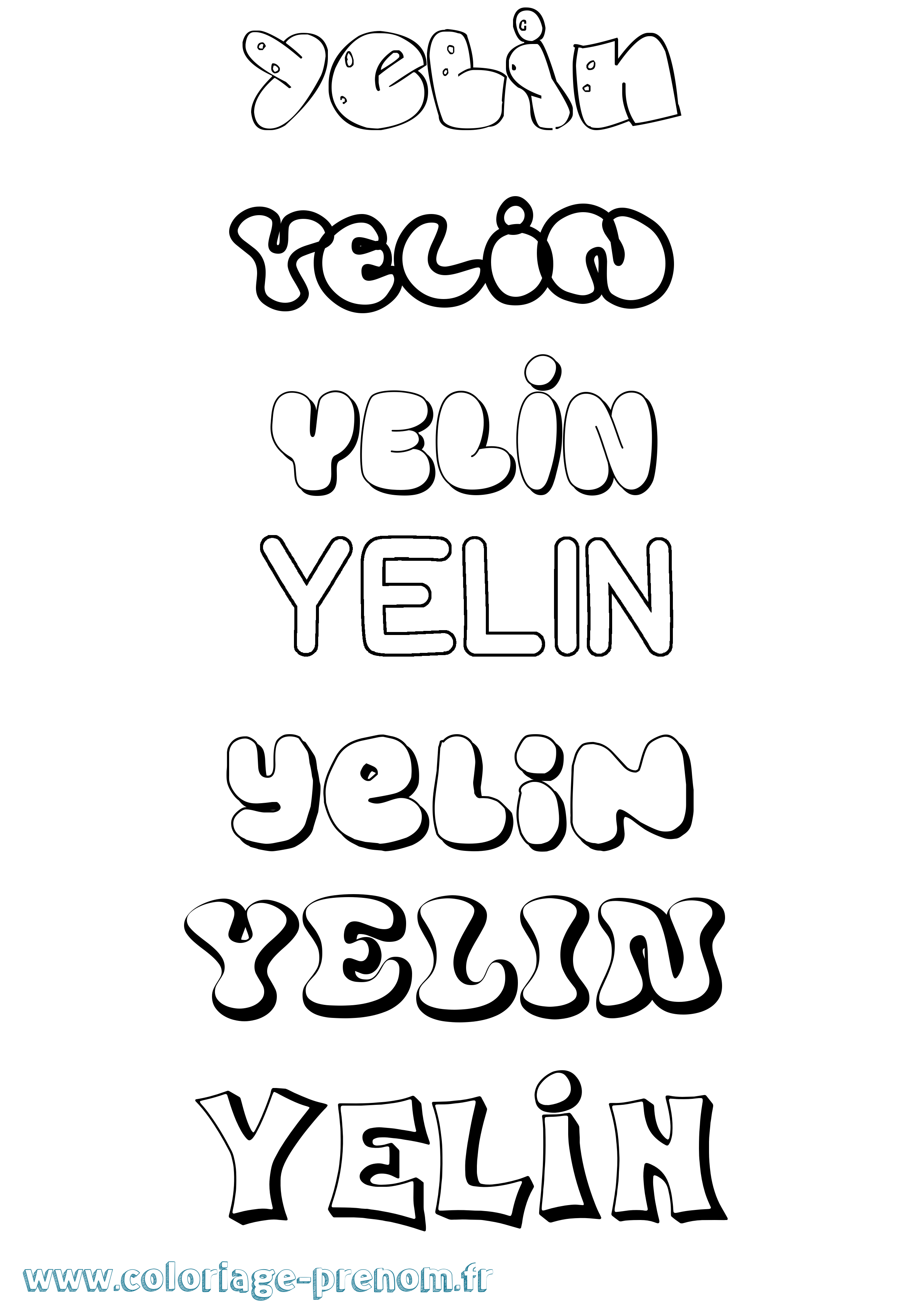Coloriage Yelin Bubble Coloriage prénom Yelin Bubble